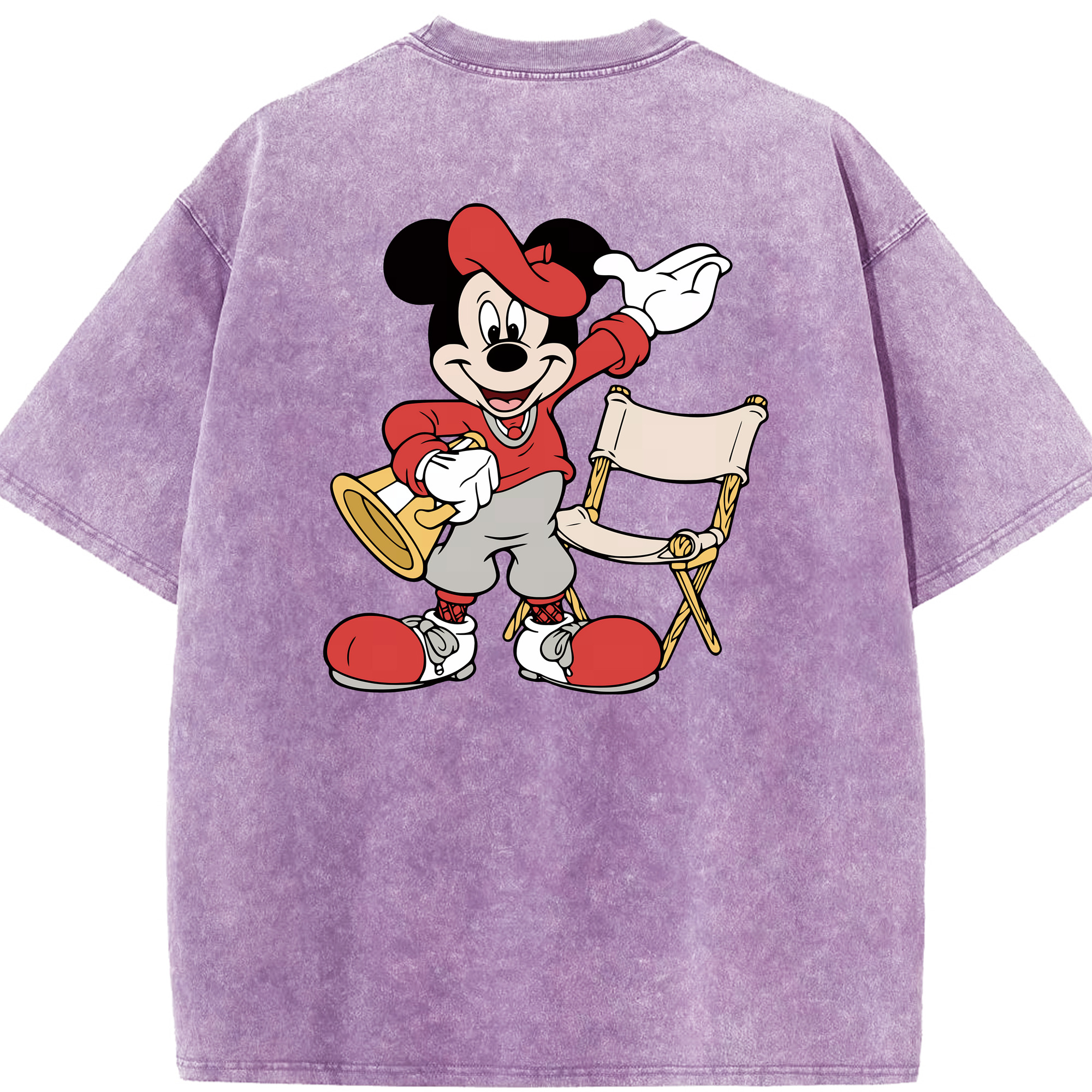 （画像用） ミッキーマウス Mickey Mouse 綿100% ヴィンテージ風 半袖Tシャツ（背面プリント）