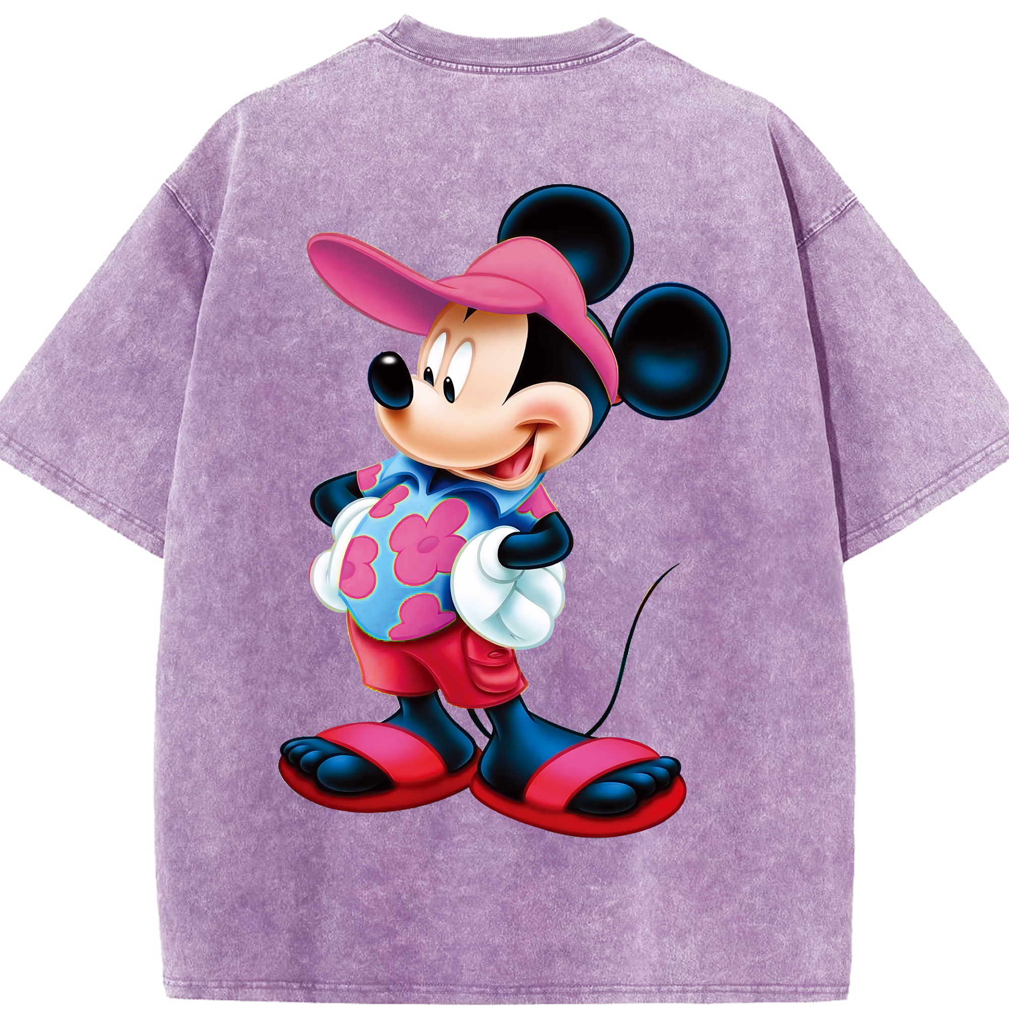 （画像用） ミッキーマウス Mickey Mouse 綿100% ヴィンテージ風 半袖Tシャツ（背面プリント）