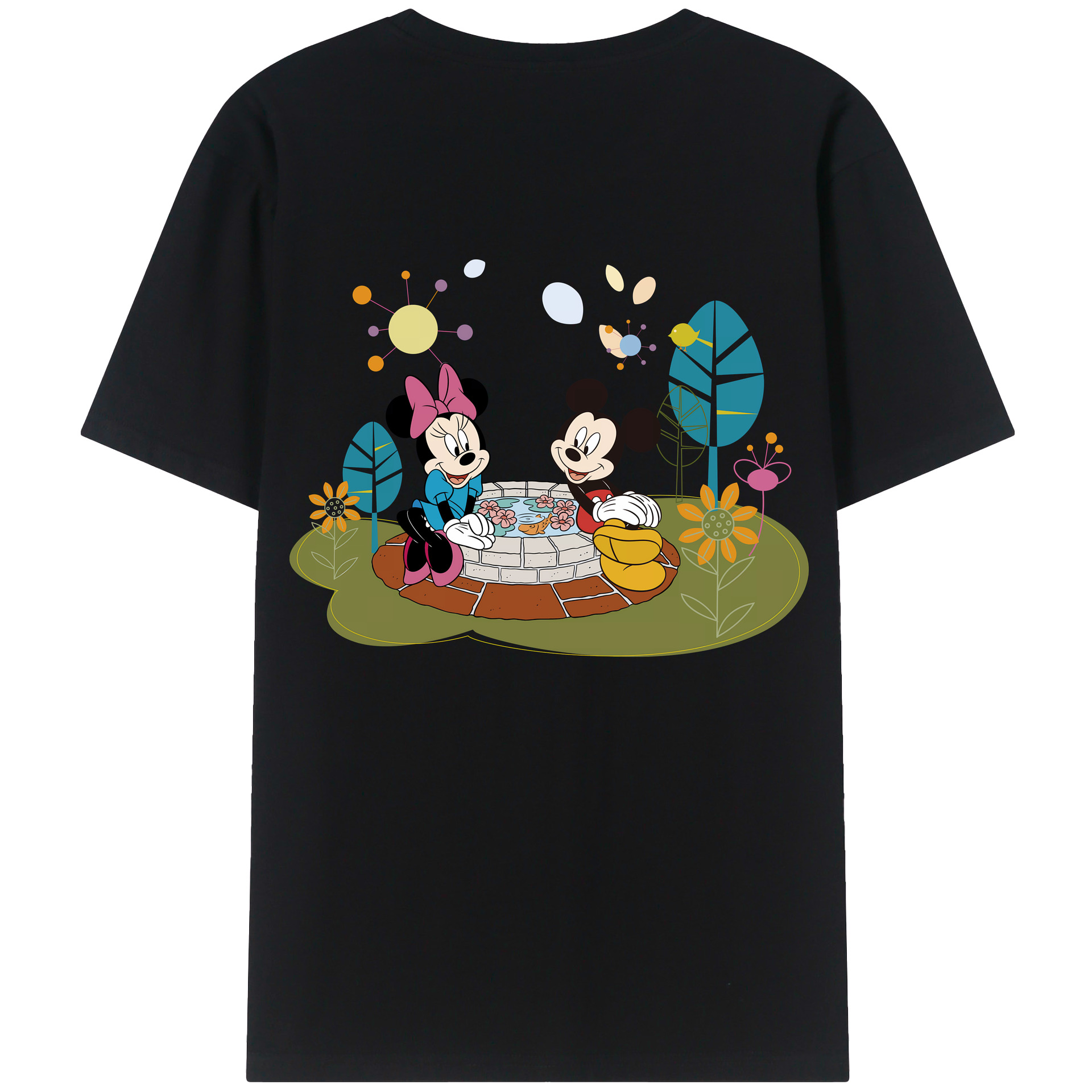 （画像用） ミッキーマウス Mickey Mouse 綿100％ メンズ半袖Tシャツ（バックプリント） 通気性
