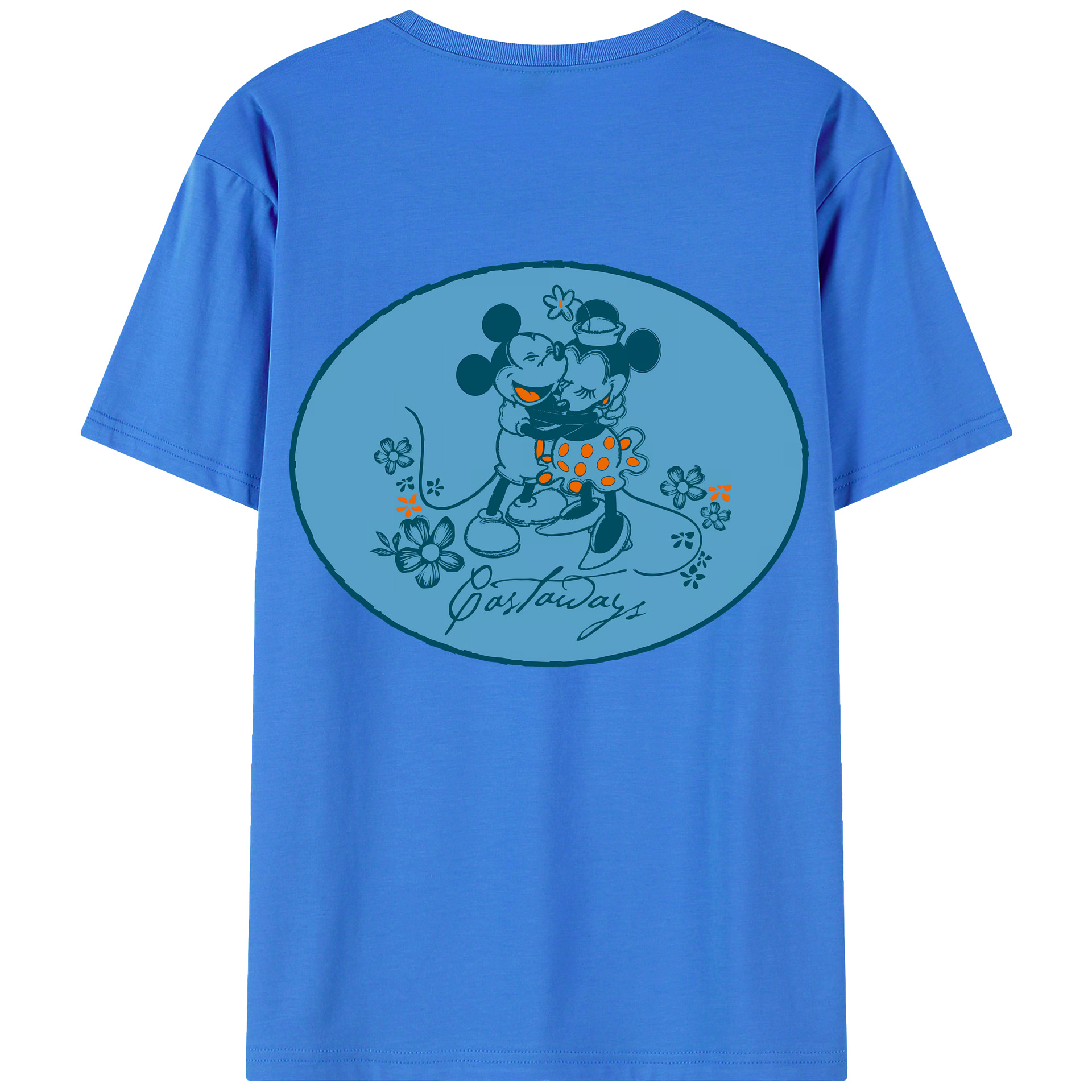 （画像用） ミッキーマウス Mickey Mouse 綿100％ メンズ半袖Tシャツ（バックプリント） 通気性