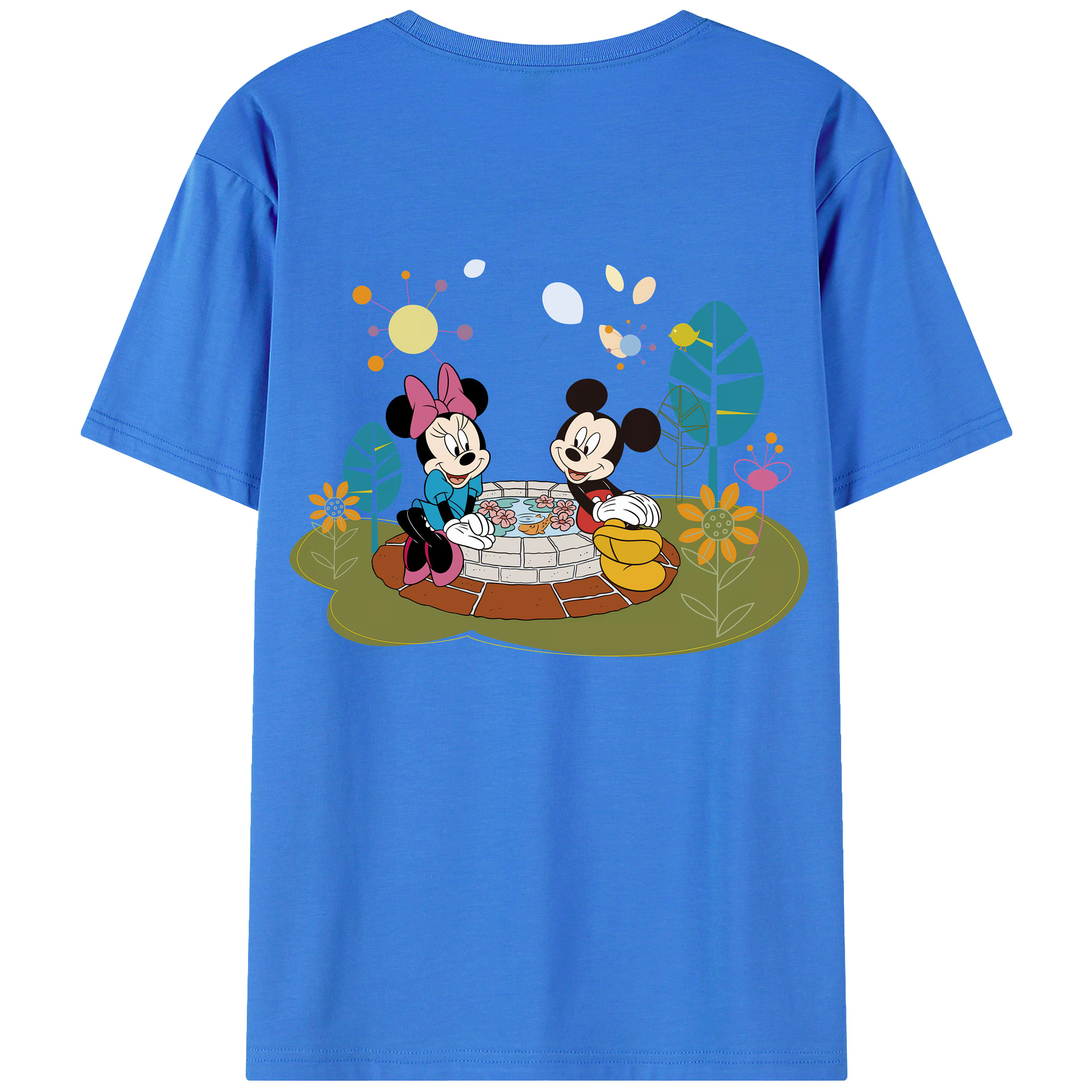 （画像用） ミッキーマウス Mickey Mouse 綿100％ メンズ半袖Tシャツ（バックプリント） 通気性