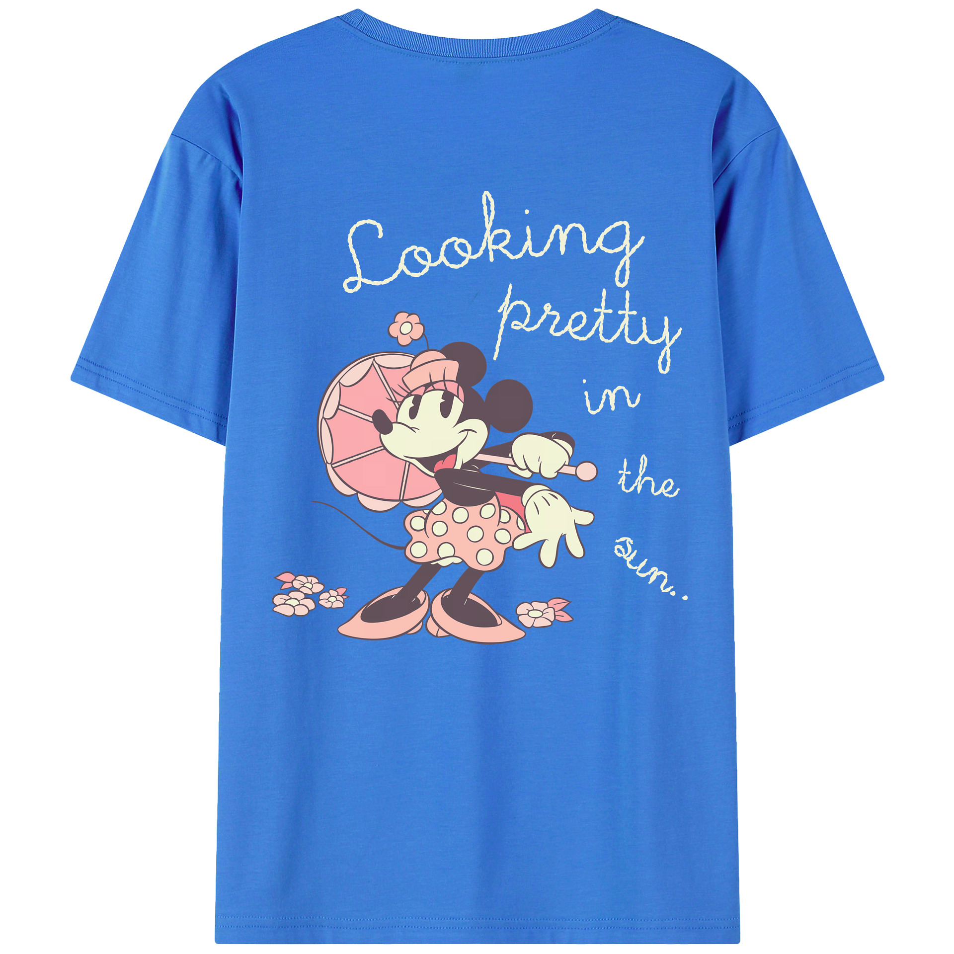 ミッキーマウス Mickey Mouse 綿100％ メンズ半袖Tシャツ（バックプリント） 通気性