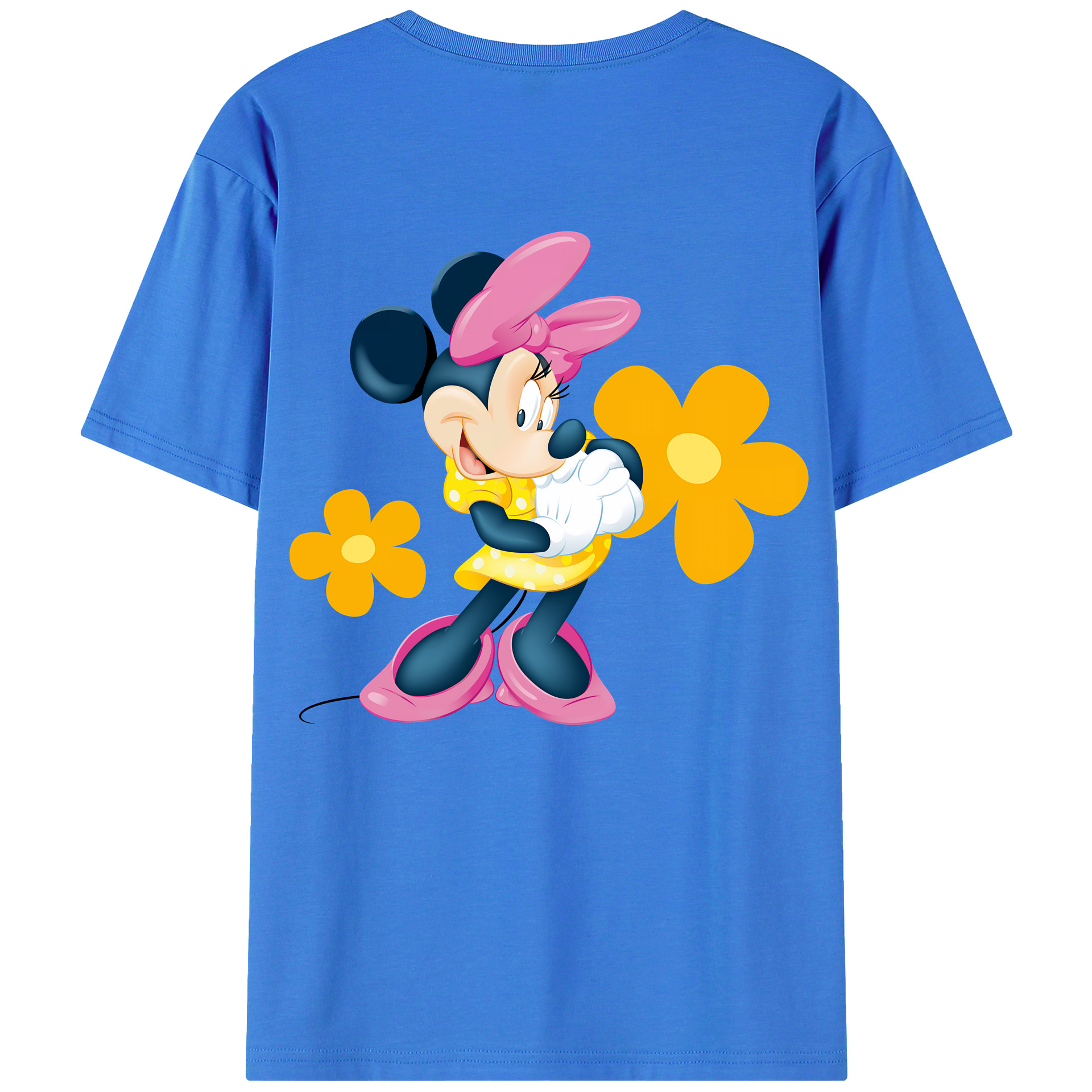 ミッキーマウス Mickey Mouse 綿100％ メンズ半袖Tシャツ（バックプリント） 通気性