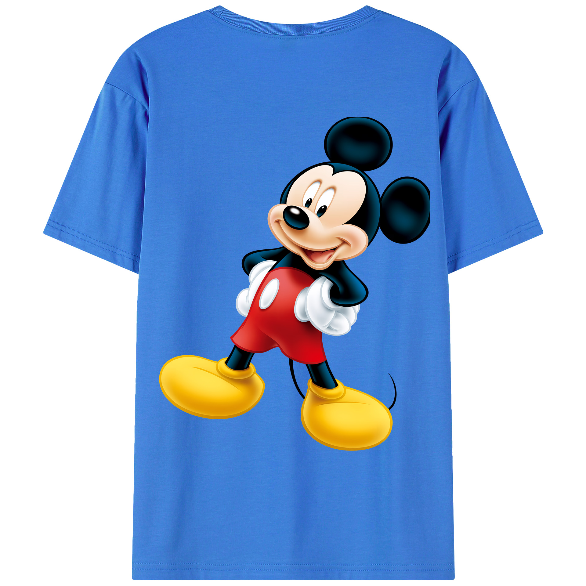（画像用） ミッキーマウス Mickey Mouse 綿100％ メンズ半袖Tシャツ（バックプリント） 通気性