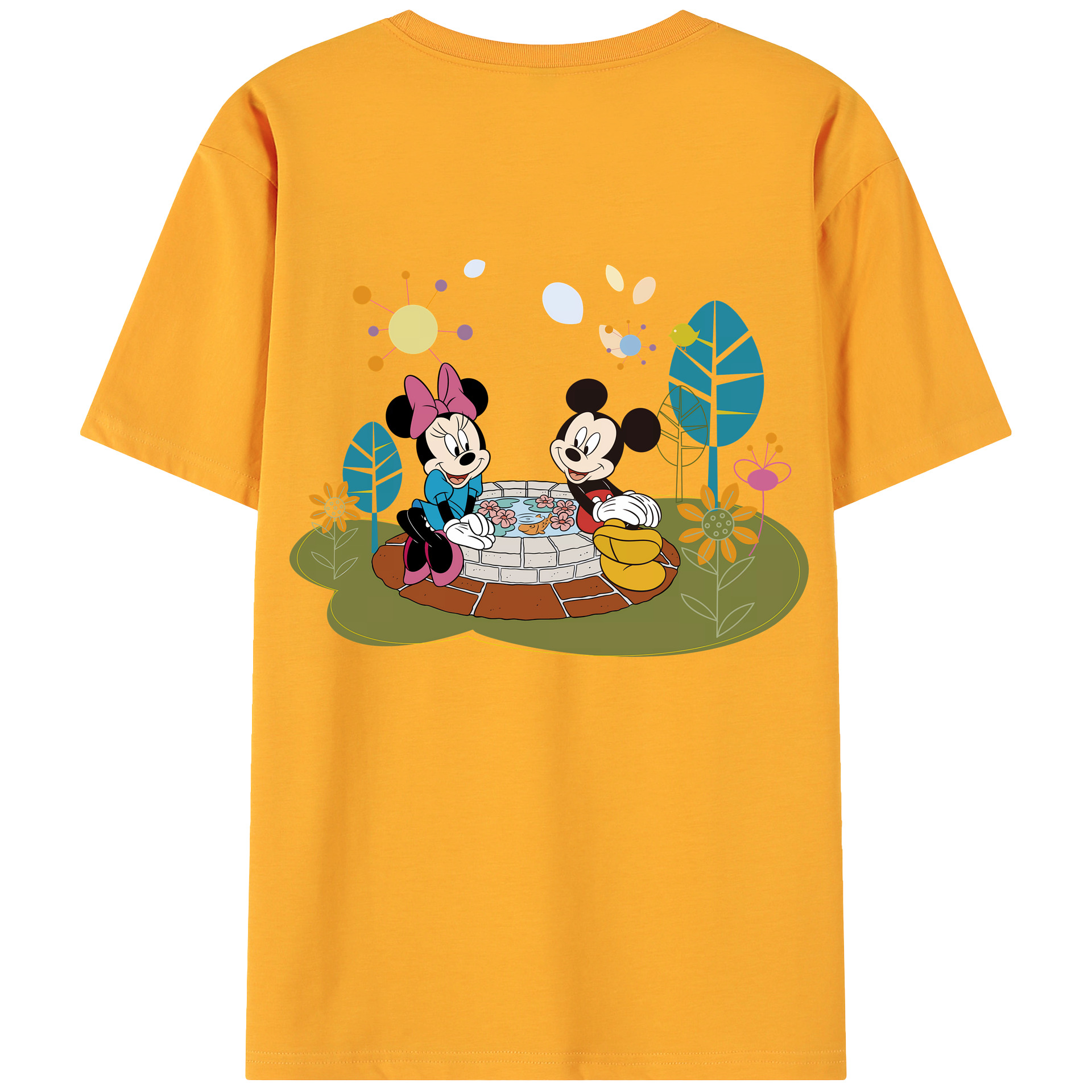 （画像用） ミッキーマウス Mickey Mouse 綿100％ メンズ半袖Tシャツ（バックプリント） 通気性