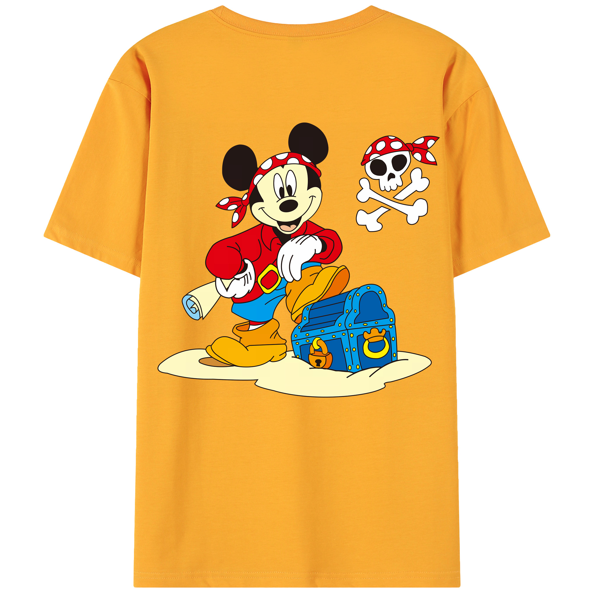 （画像用） ミッキーマウス Mickey Mouse 綿100％ メンズ半袖Tシャツ（バックプリント） 通気性