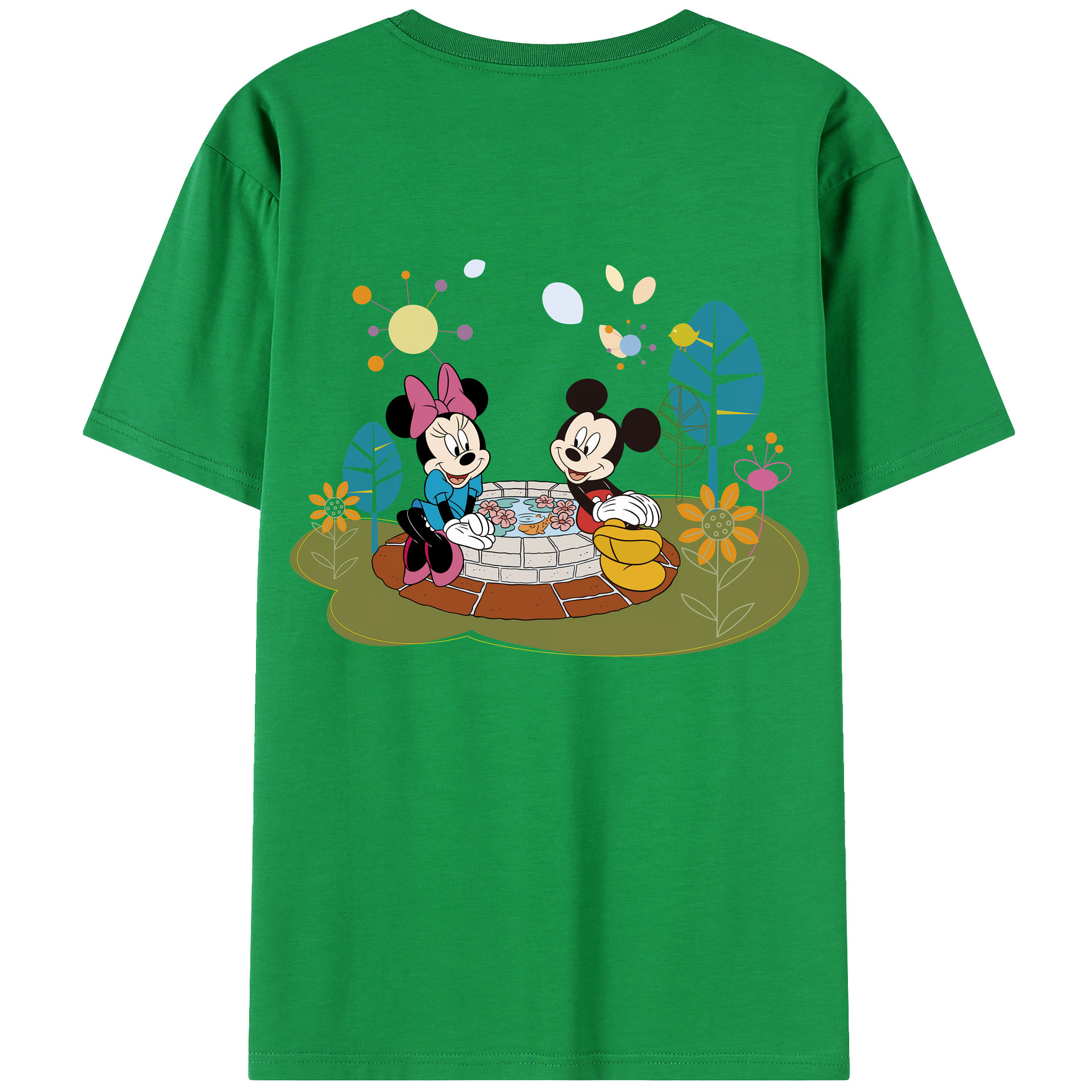 （画像用） ミッキーマウス Mickey Mouse 綿100％ メンズ半袖Tシャツ（バックプリント） 通気性