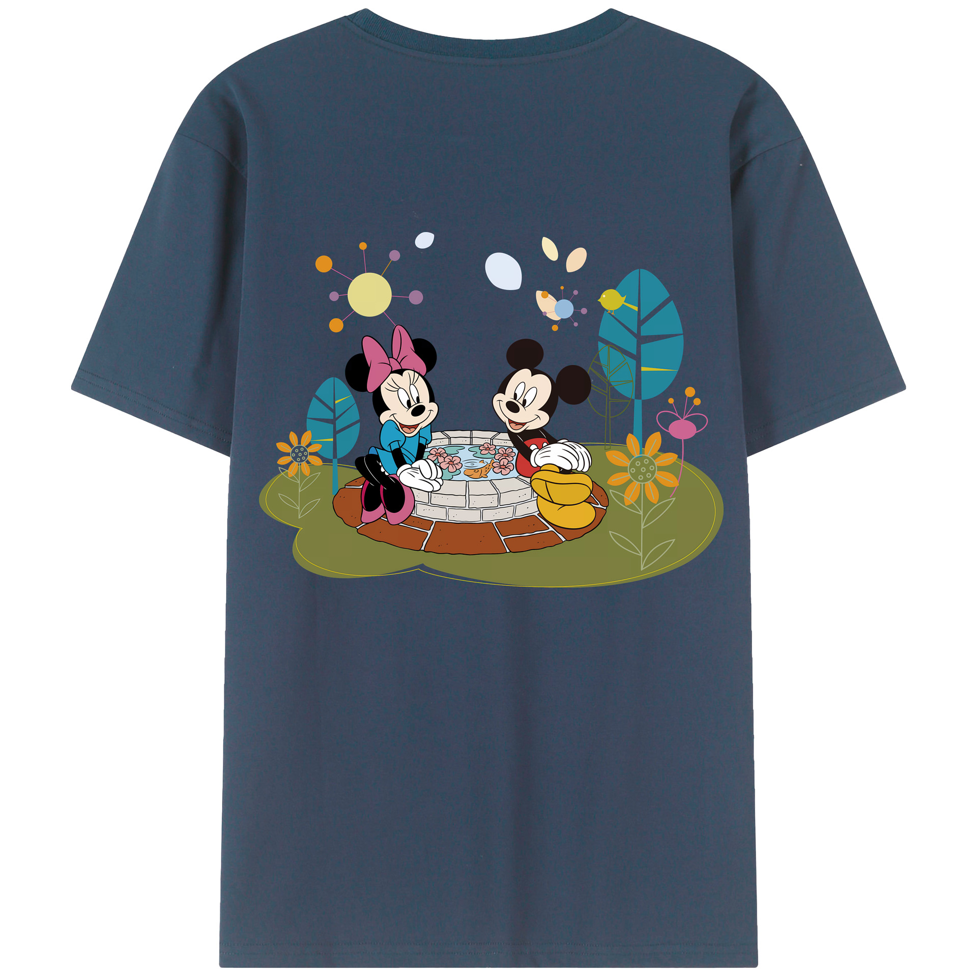 （画像用） ミッキーマウス Mickey Mouse 綿100％ メンズ半袖Tシャツ（バックプリント） 通気性