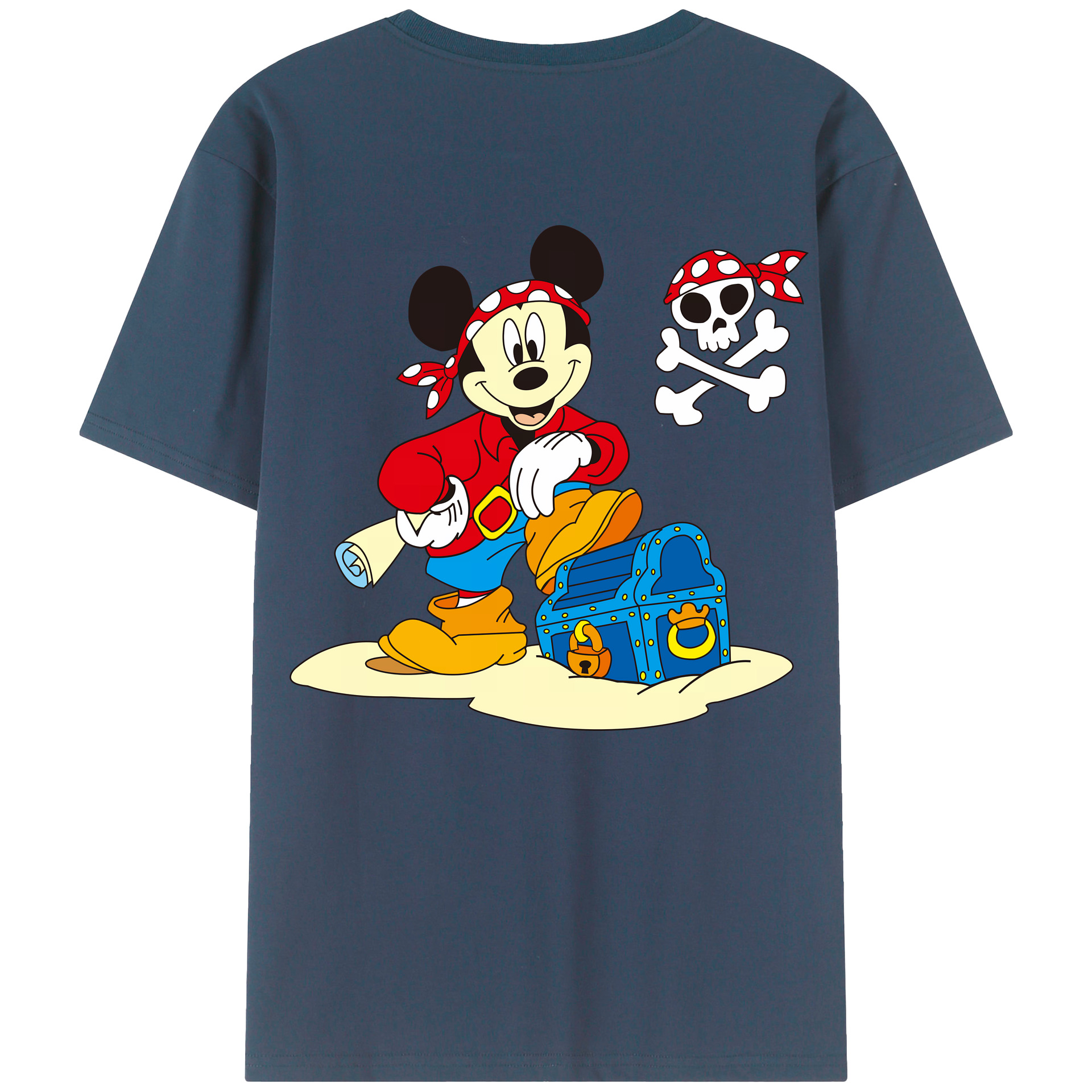 （画像用） ミッキーマウス Mickey Mouse 綿100％ メンズ半袖Tシャツ（バックプリント） 通気性