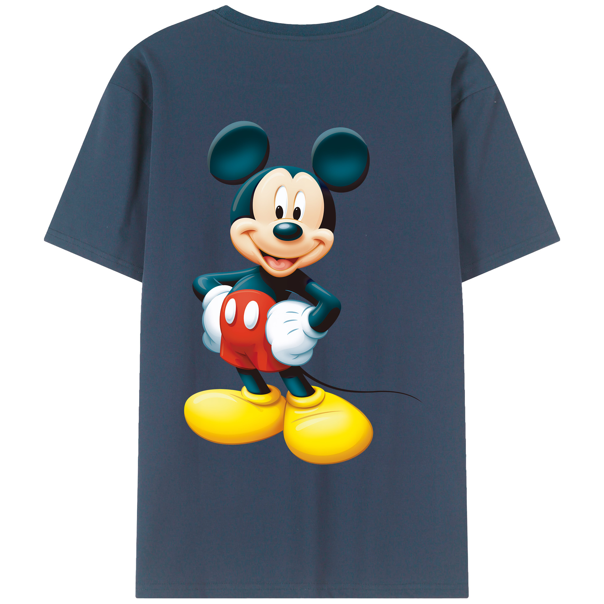 （画像用） ミッキーマウス Mickey Mouse 綿100％ メンズ半袖Tシャツ（バックプリント） 通気性