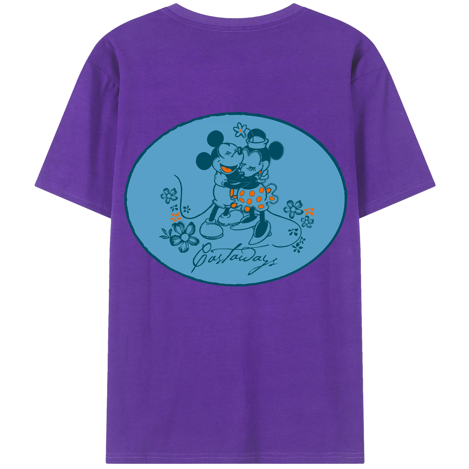 （画像用） ミッキーマウス Mickey Mouse 綿100％ メンズ半袖Tシャツ（バックプリント） 通気性