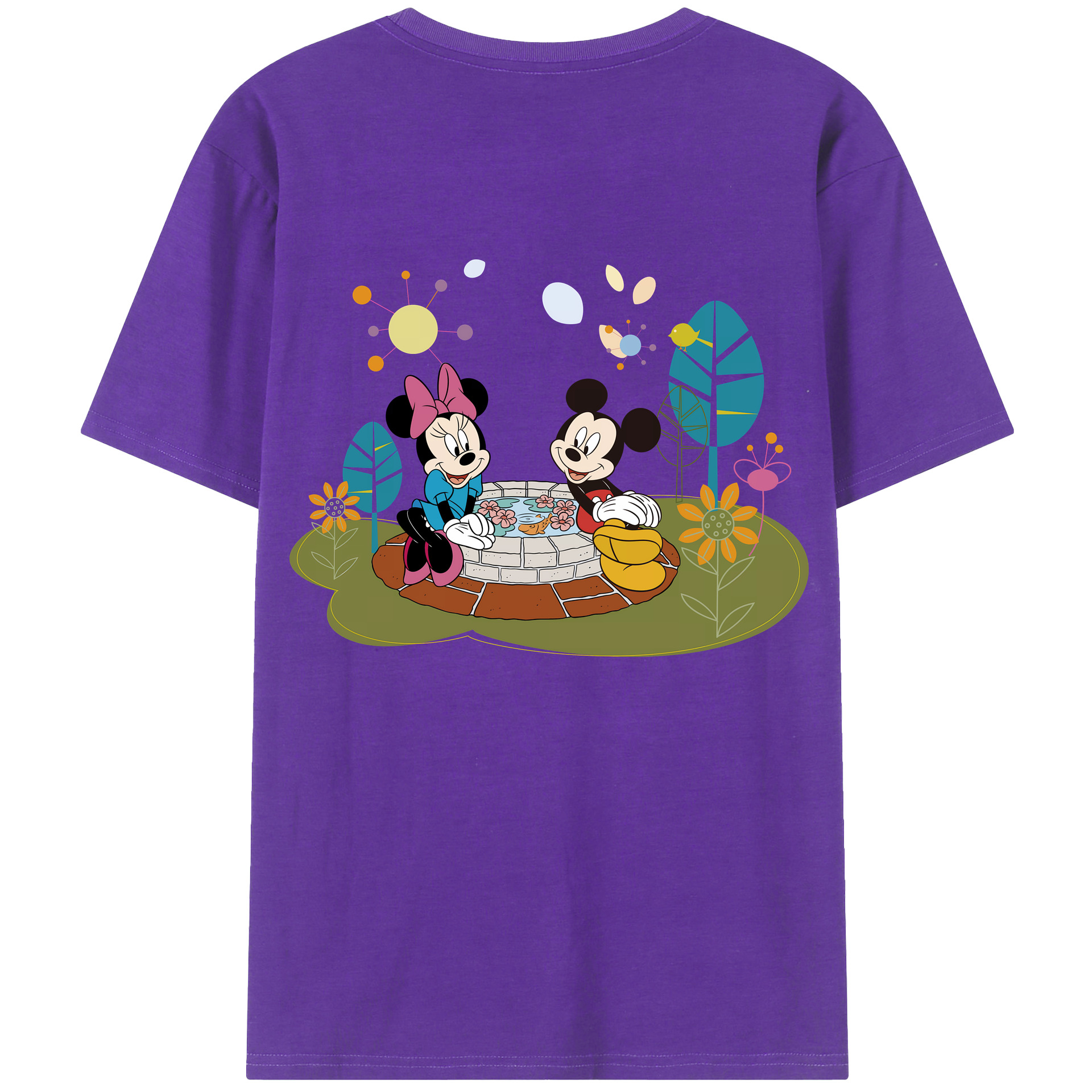 （画像用） ミッキーマウス Mickey Mouse 綿100％ メンズ半袖Tシャツ（バックプリント） 通気性
