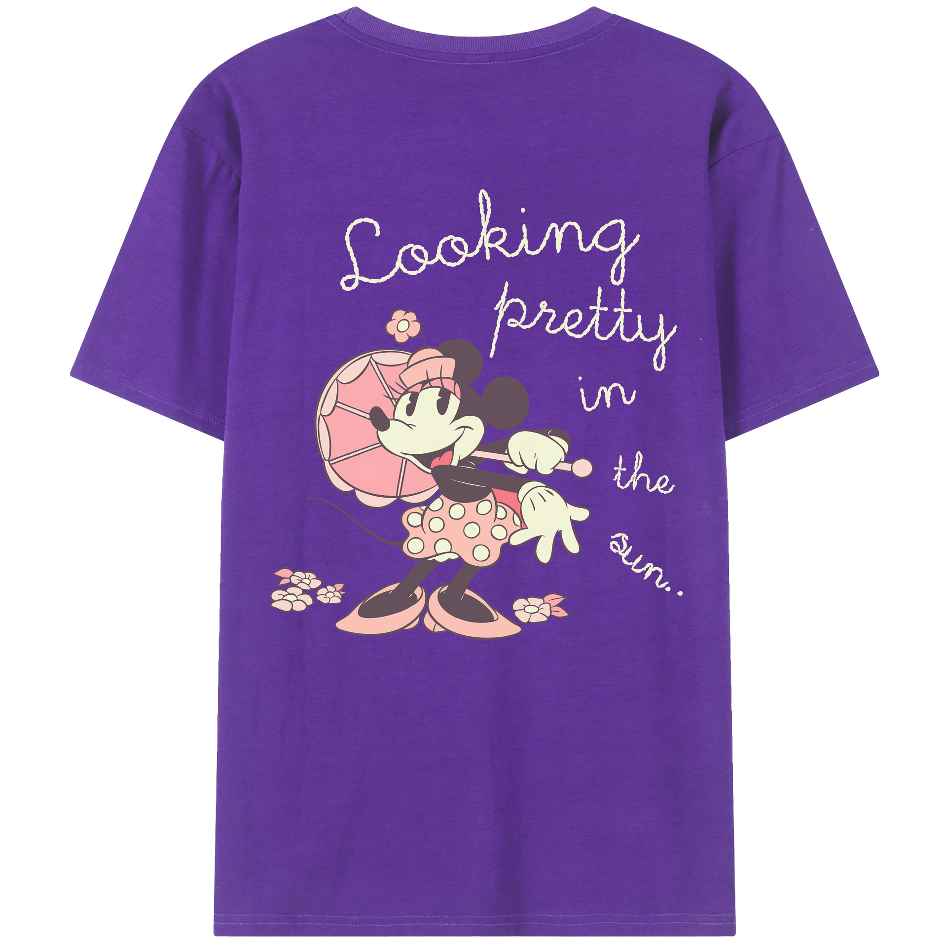 ミッキーマウス Mickey Mouse 綿100％ メンズ半袖Tシャツ（バックプリント） 通気性