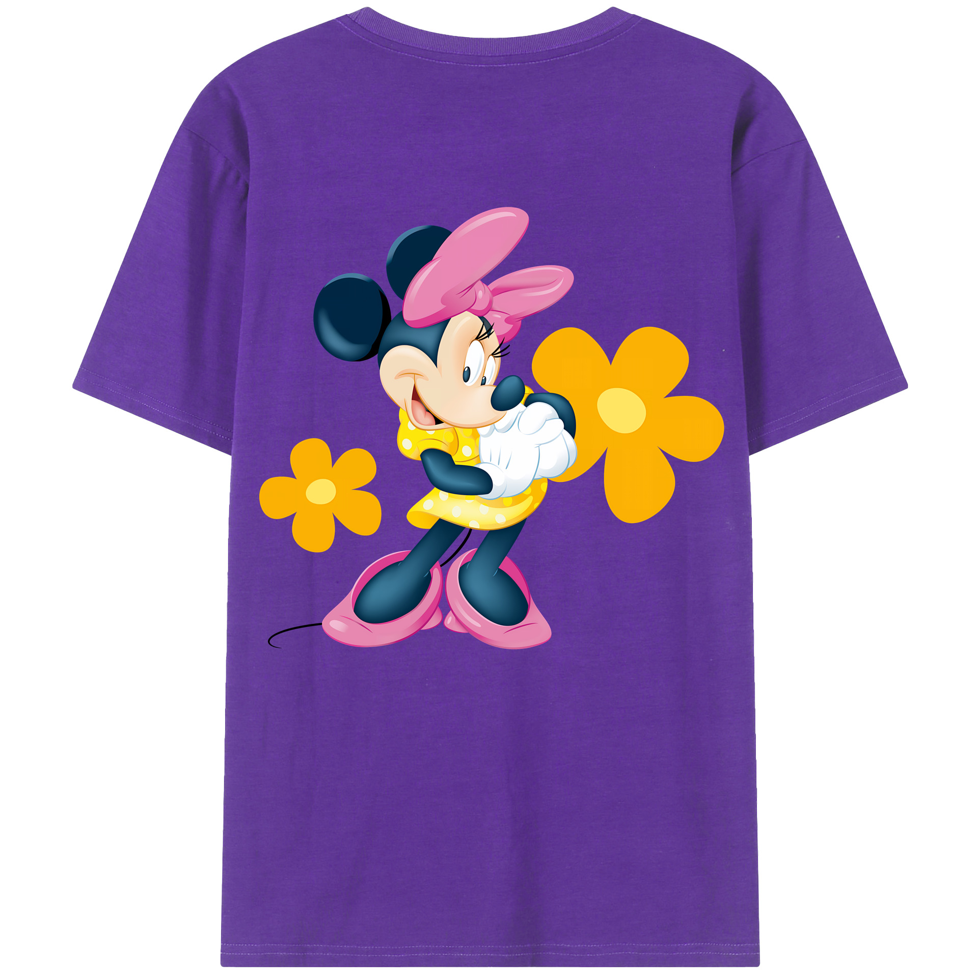ミッキーマウス Mickey Mouse 綿100％ メンズ半袖Tシャツ（バックプリント） 通気性