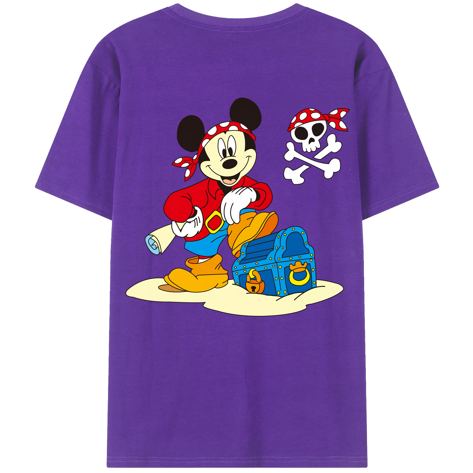 （画像用） ミッキーマウス Mickey Mouse 綿100％ メンズ半袖Tシャツ（バックプリント） 通気性