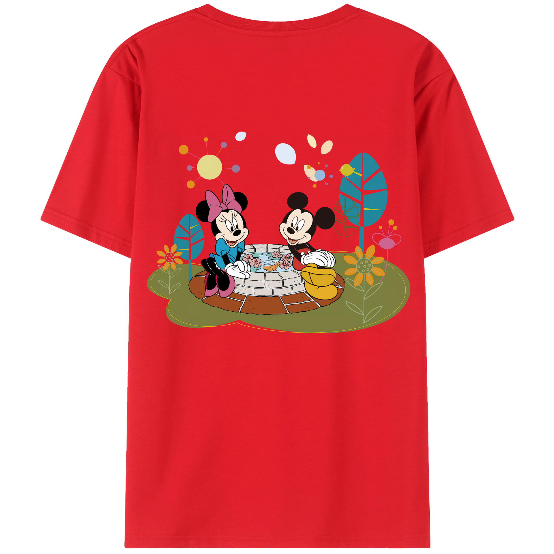 （画像用） ミッキーマウス Mickey Mouse 綿100％ メンズ半袖Tシャツ（バックプリント） 通気性