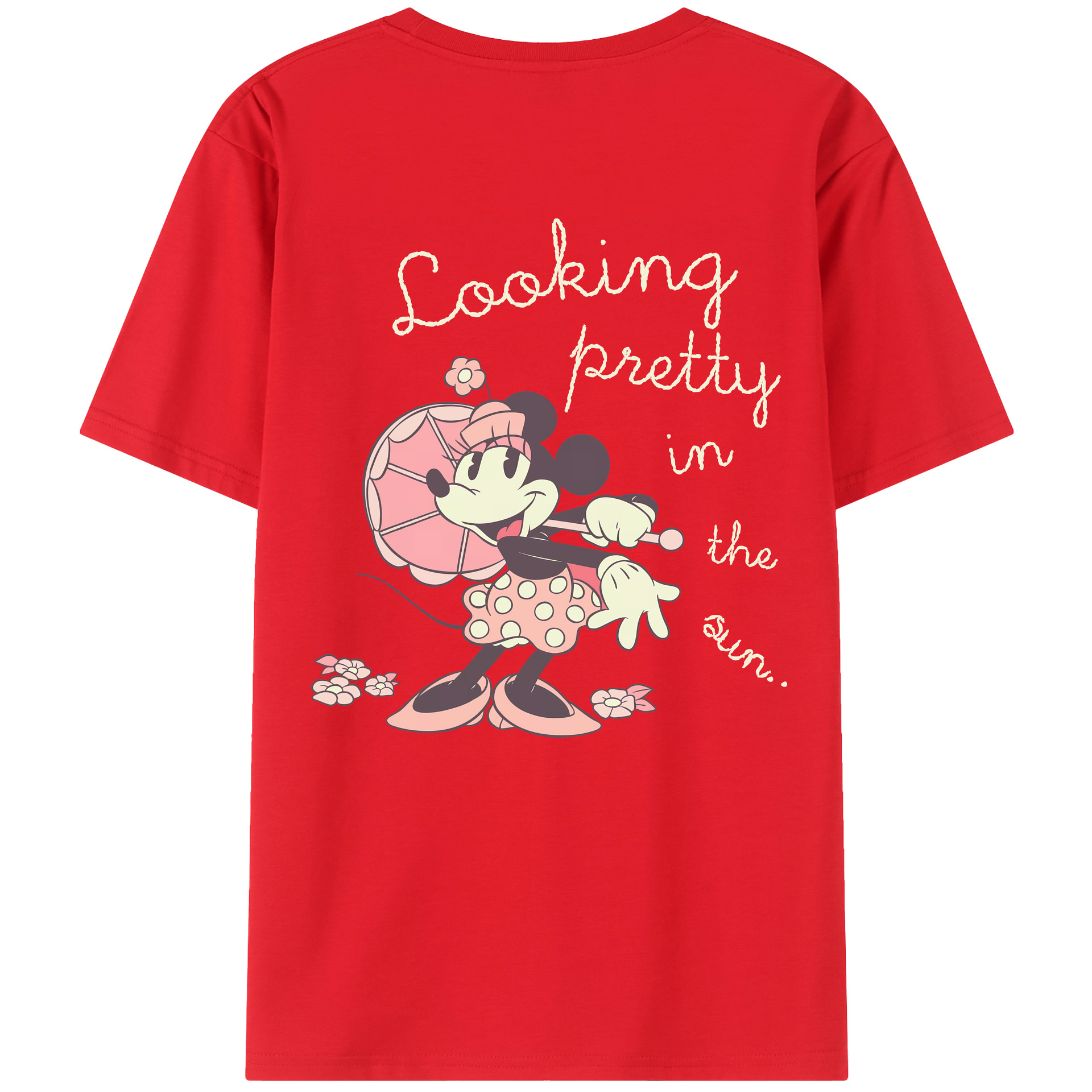 ミッキーマウス Mickey Mouse 綿100％ メンズ半袖Tシャツ（バックプリント） 通気性
