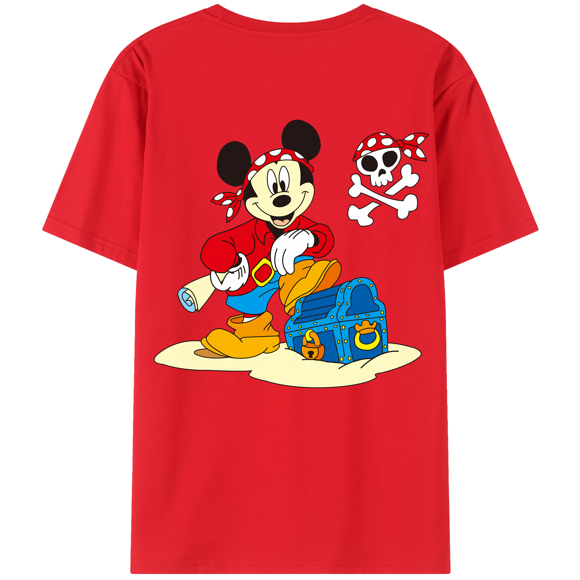 （画像用） ミッキーマウス Mickey Mouse 綿100％ メンズ半袖Tシャツ（バックプリント） 通気性