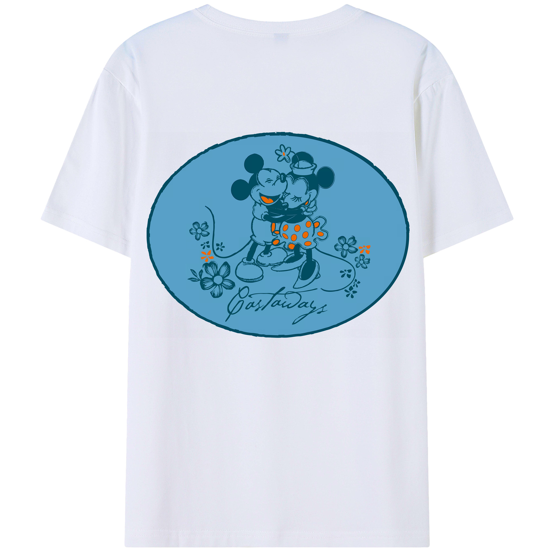 （画像用） ミッキーマウス Mickey Mouse 綿100％ メンズ半袖Tシャツ（バックプリント） 通気性