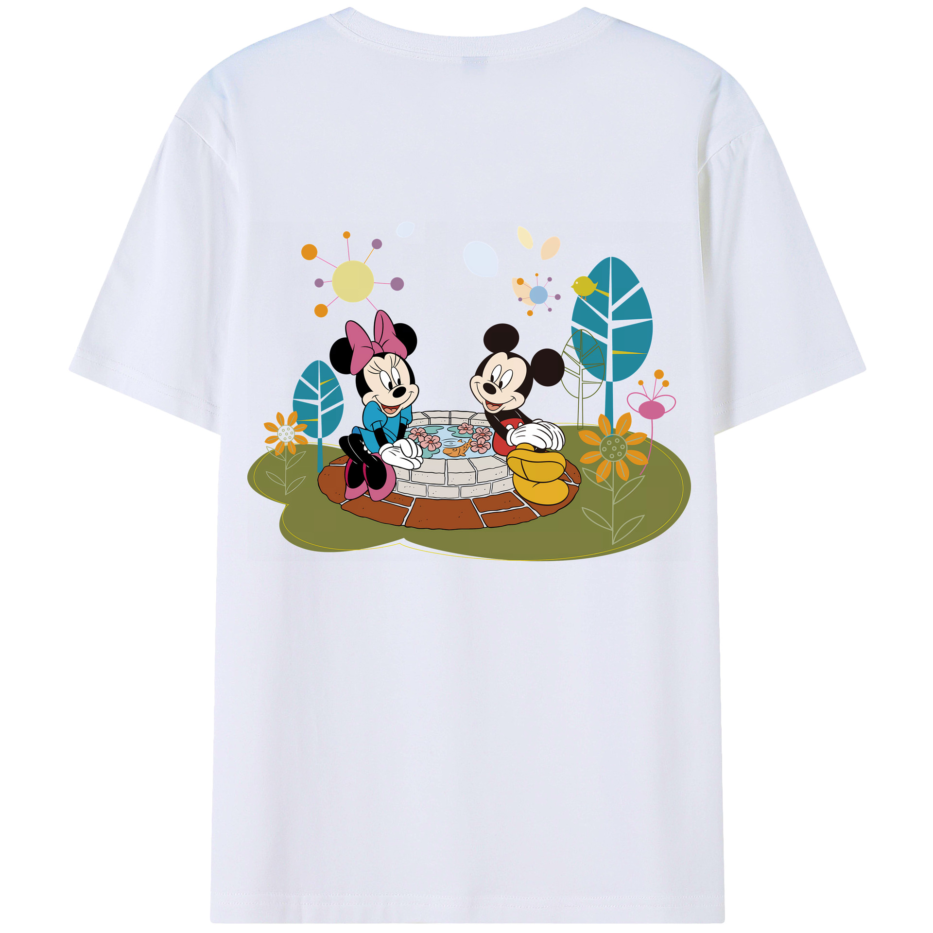（画像用） ミッキーマウス Mickey Mouse 綿100％ メンズ半袖Tシャツ（バックプリント） 通気性