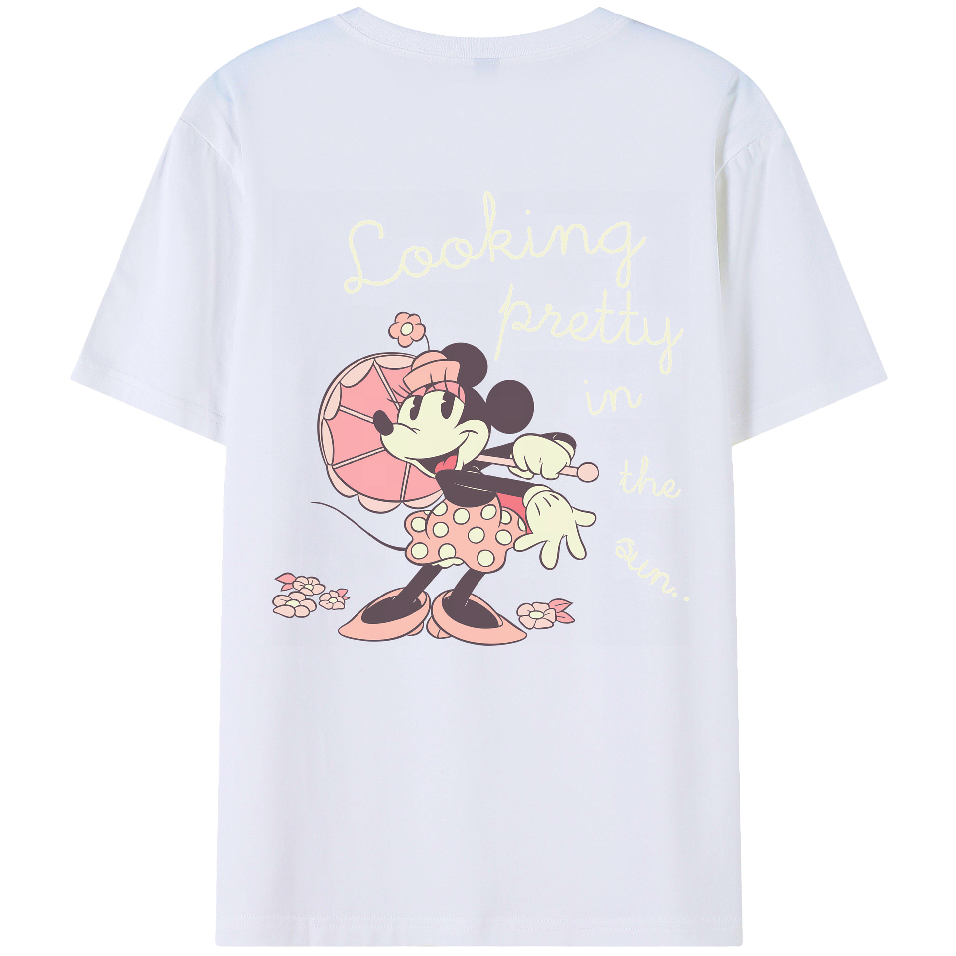 ミッキーマウス Mickey Mouse 綿100％ メンズ半袖Tシャツ（バックプリント） 通気性