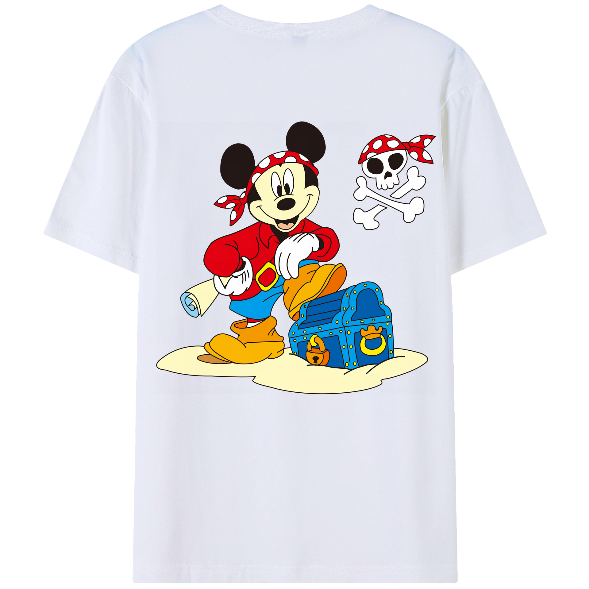 （画像用） ミッキーマウス Mickey Mouse 綿100％ メンズ半袖Tシャツ（バックプリント） 通気性