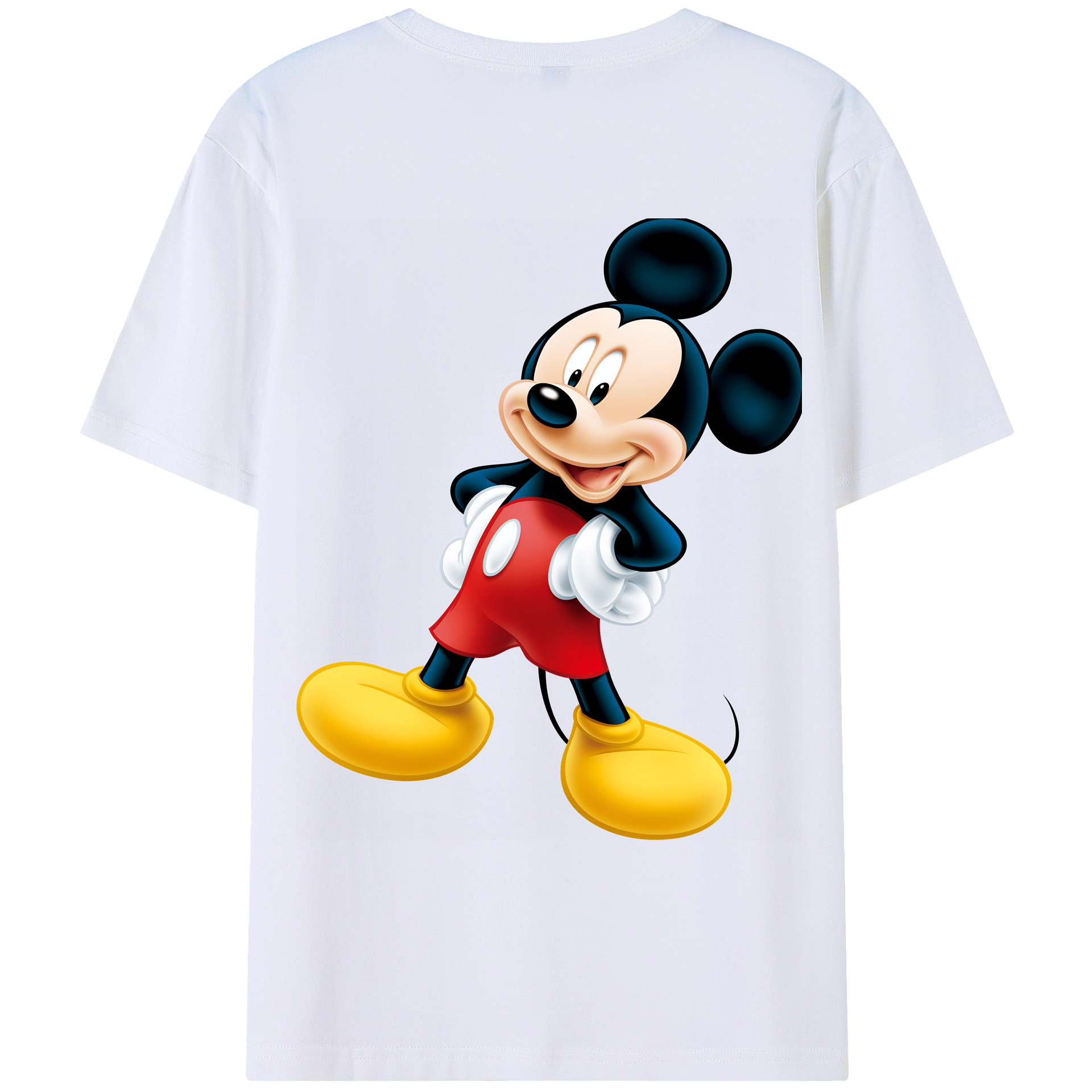 （画像用） ミッキーマウス Mickey Mouse 綿100％ メンズ半袖Tシャツ（バックプリント） 通気性