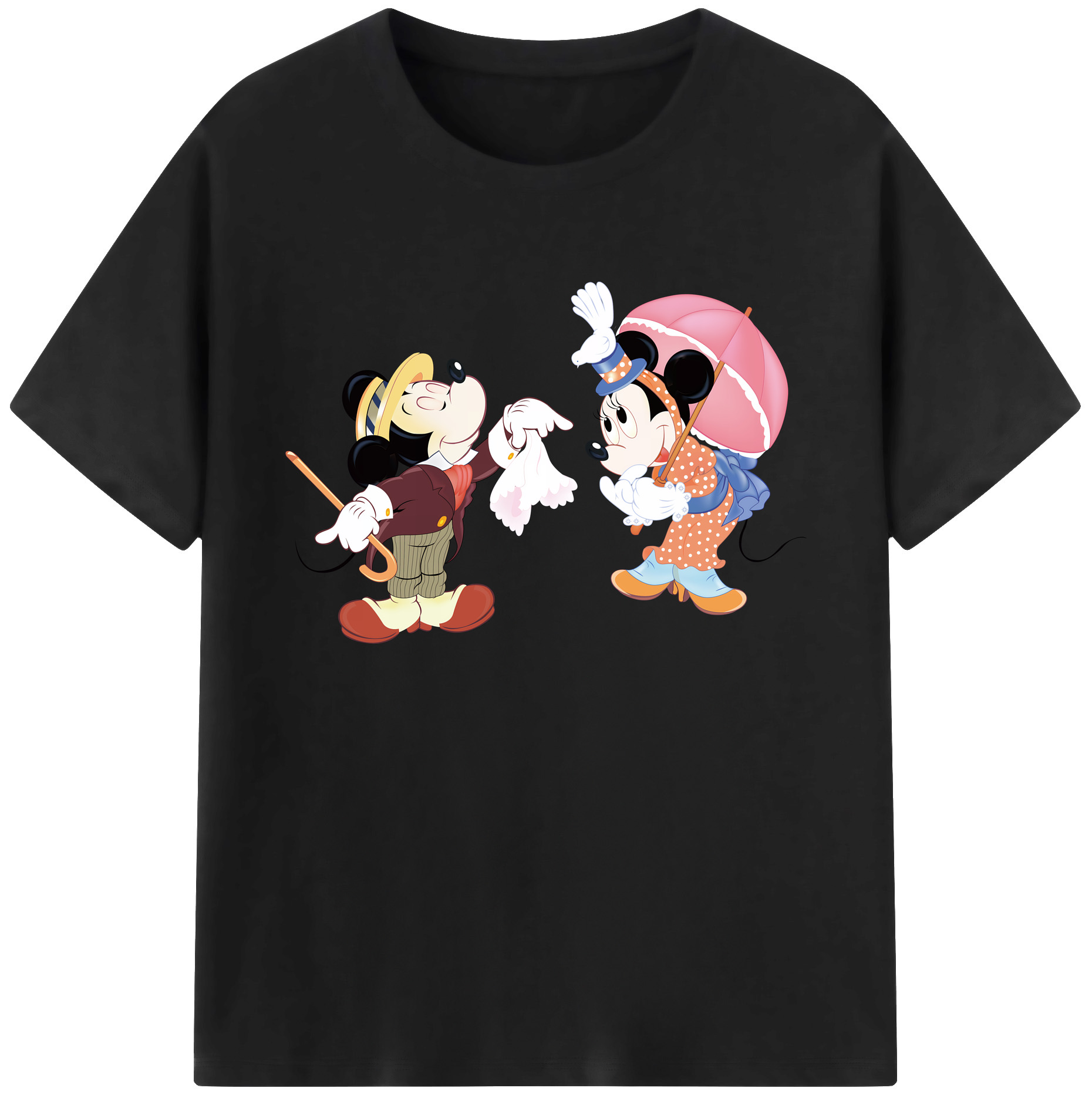 ミッキーマウス Mickey Mouse 綿100％ メンズ半袖Tシャツ｜肌触りやわらか＆通気性