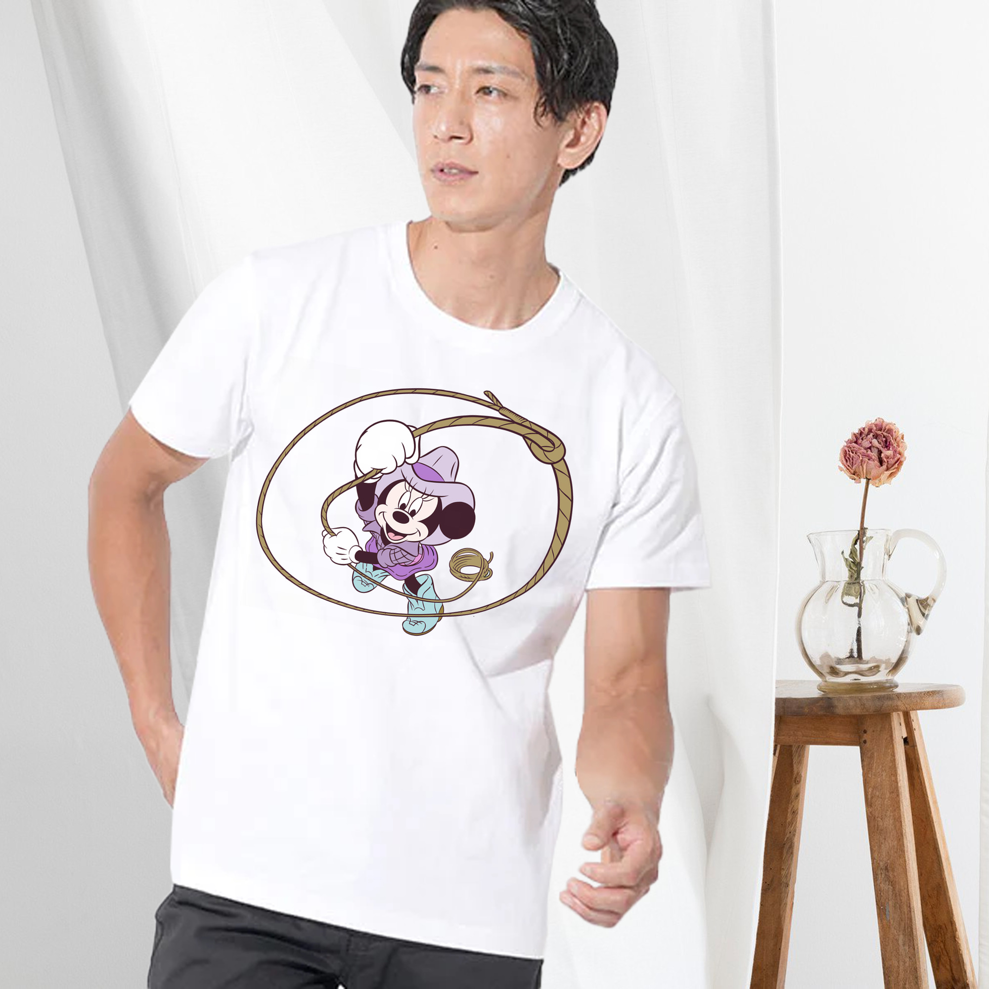 ミッキーマウス Mickey Mouse 綿100％ メンズ半袖Tシャツ｜肌触りやわらか＆通気性