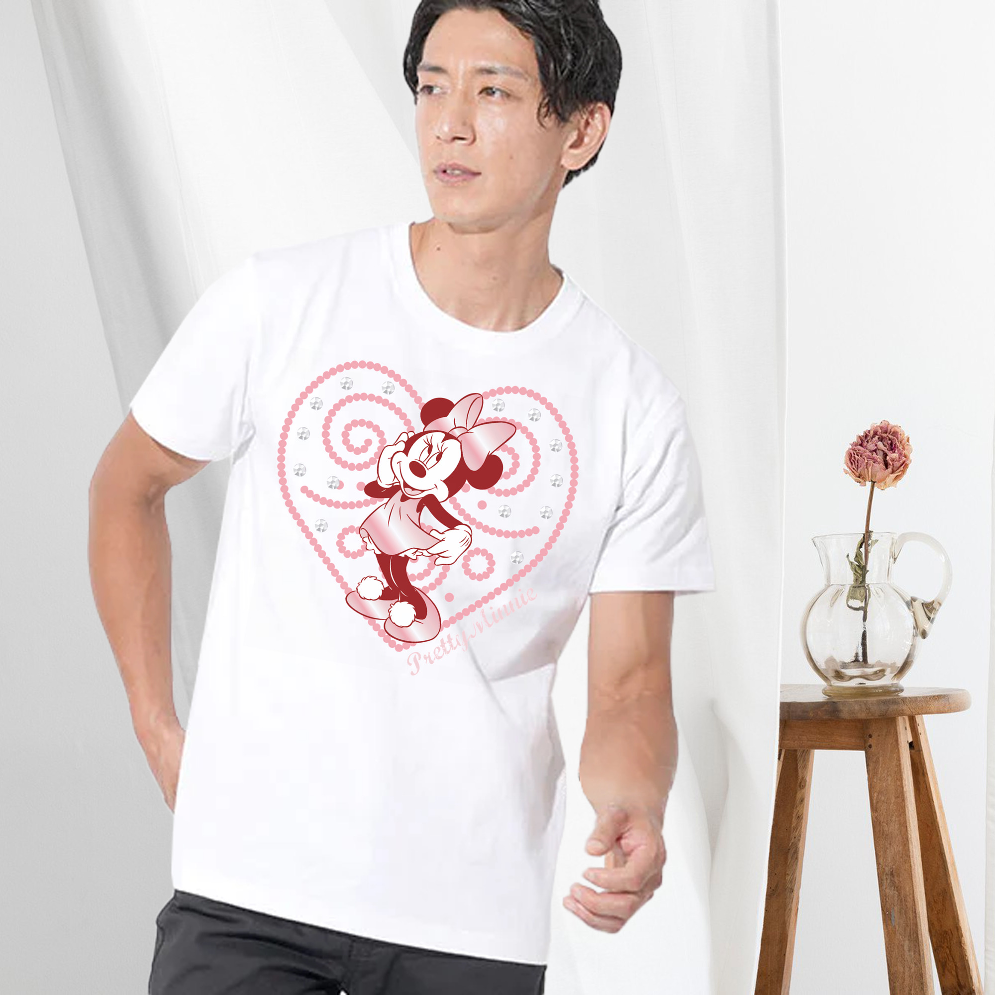 ミッキーマウス Mickey Mouse 綿100％ メンズ半袖Tシャツ｜肌触りやわらか＆通気性