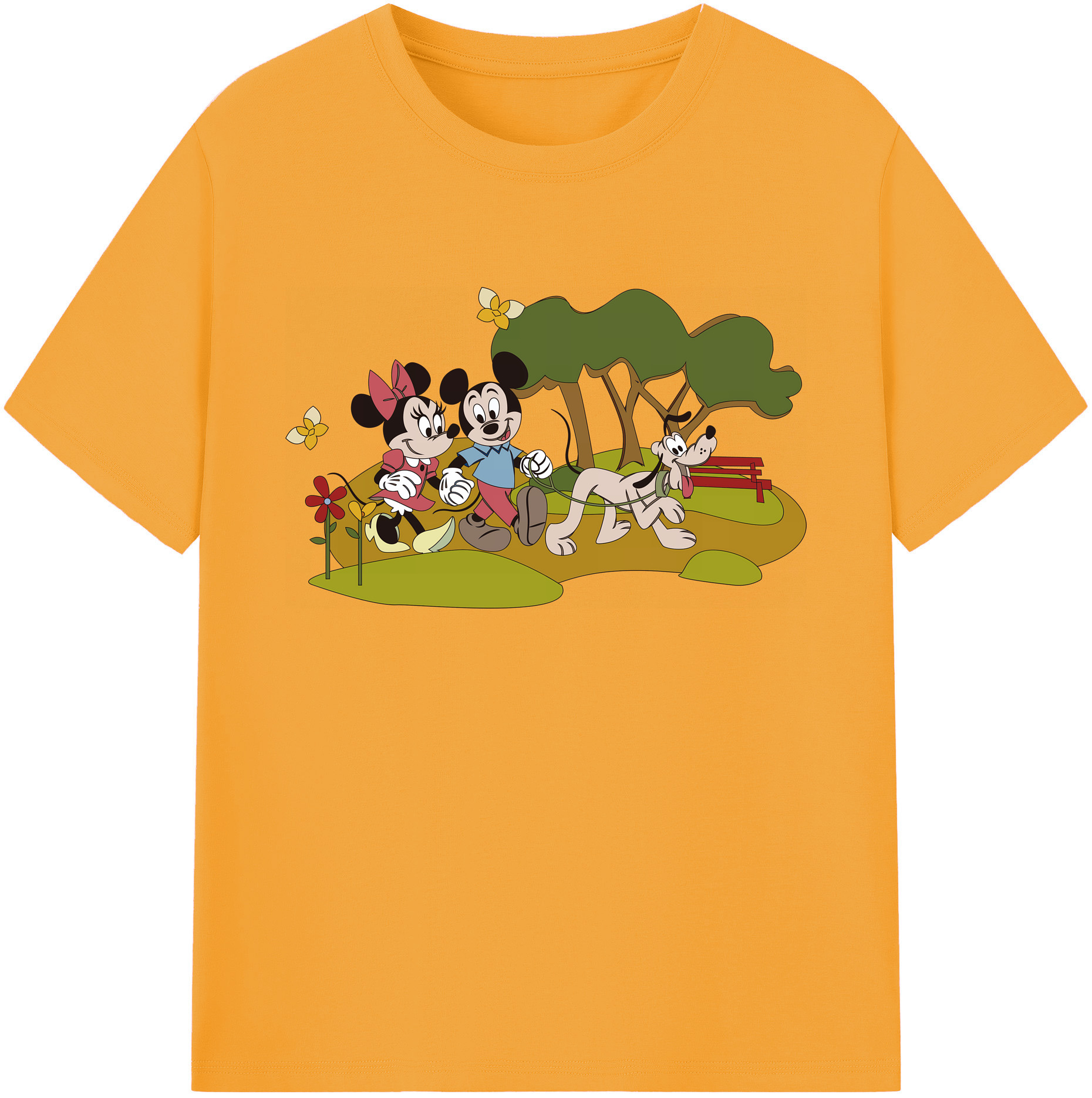 ミッキーマウス Mickey Mouse 綿100％ メンズ半袖Tシャツ｜肌触りやわらか＆通気性