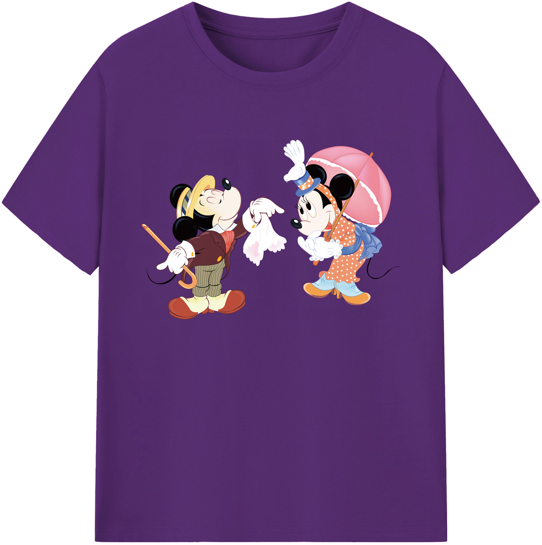 ミッキーマウス Mickey Mouse 綿100％ メンズ半袖Tシャツ｜肌触りやわらか＆通気性