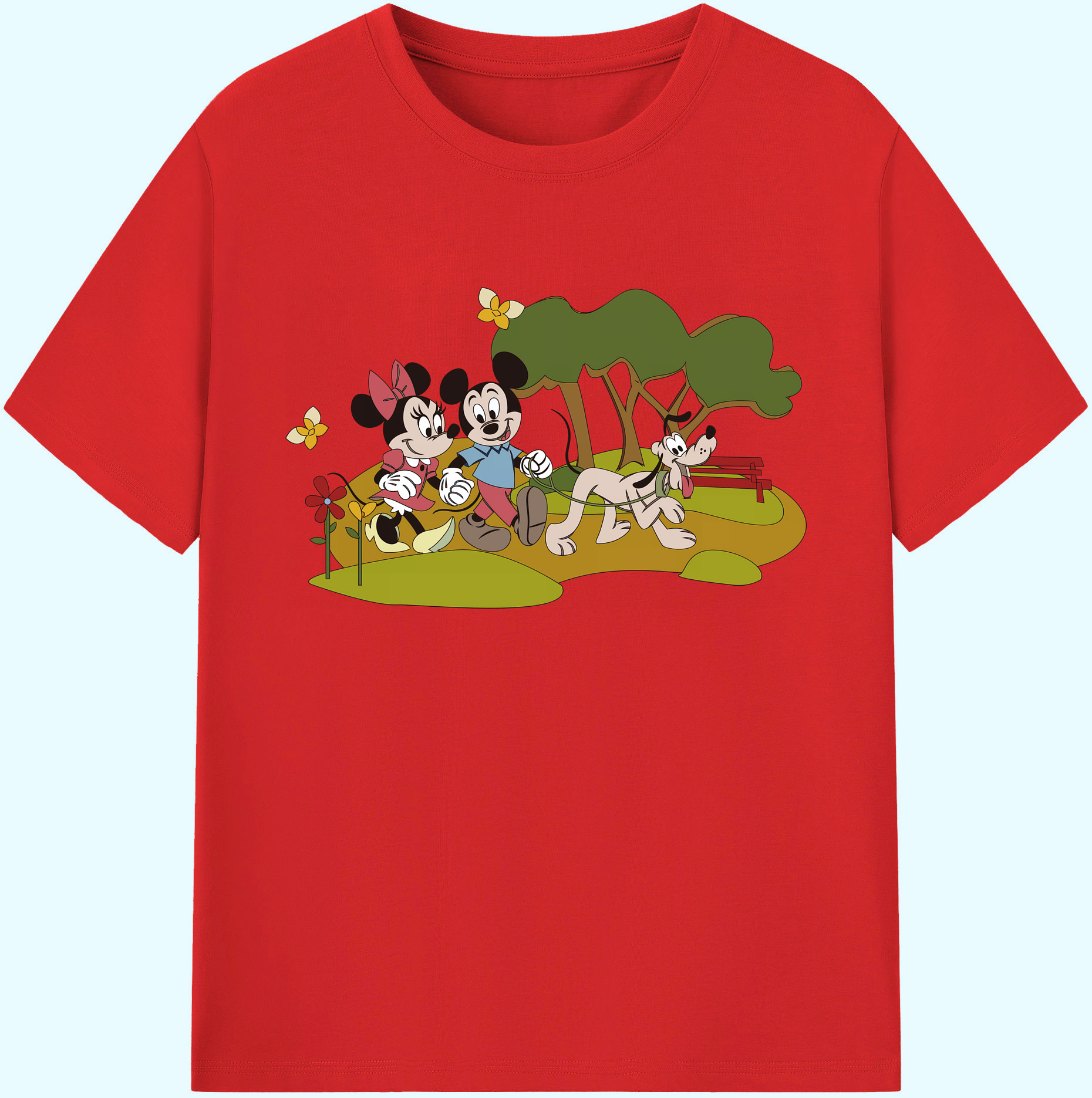 ミッキーマウス Mickey Mouse 綿100％ メンズ半袖Tシャツ｜肌触りやわらか＆通気性