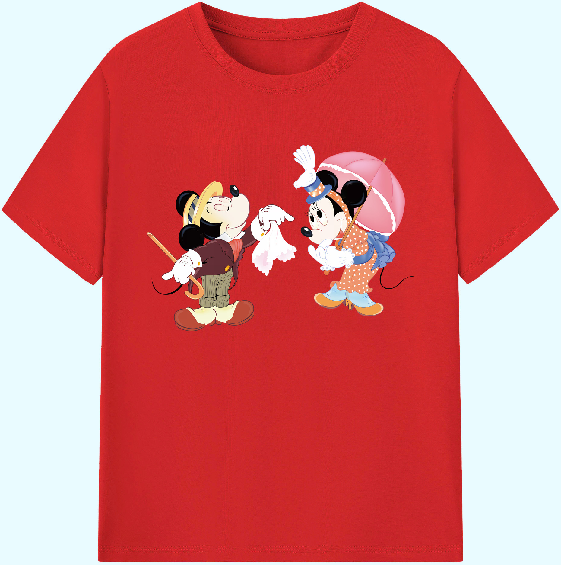 ミッキーマウス Mickey Mouse 綿100％ メンズ半袖Tシャツ｜肌触りやわらか＆通気性
