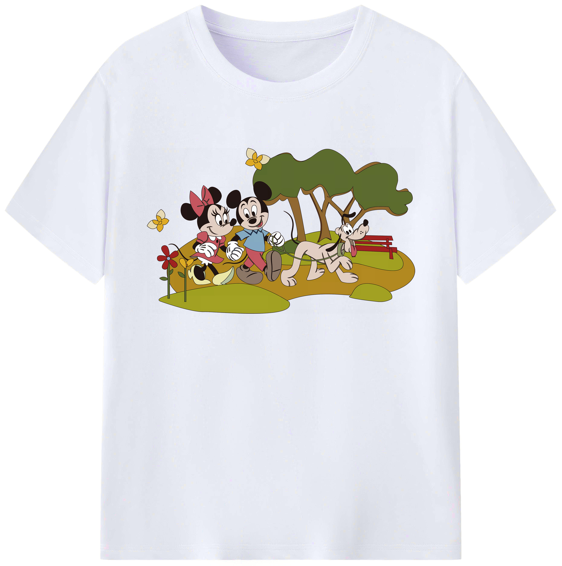 ミッキーマウス Mickey Mouse 綿100％ メンズ半袖Tシャツ｜肌触りやわらか＆通気性