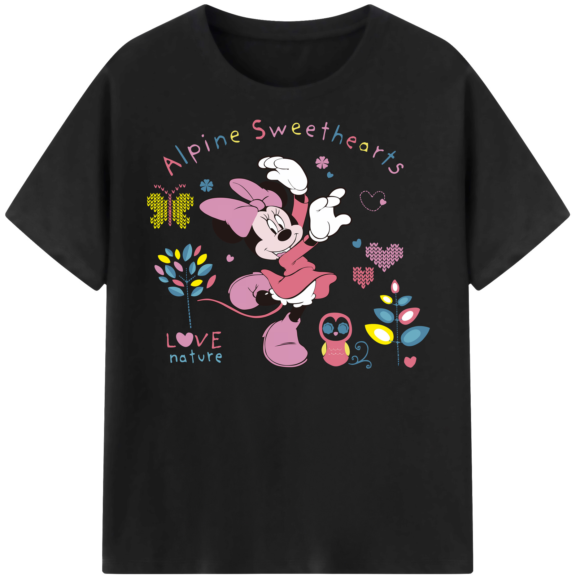 （画像用） ミッキーマウス Mickey Mouse レディースカジュアルプリントTシャツ（綿100％）
