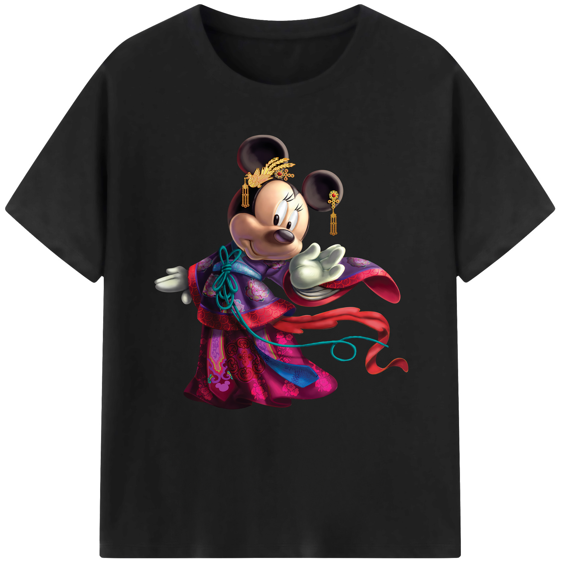 （画像用） ミッキーマウス Mickey Mouse レディースカジュアルプリントTシャツ（綿100％）