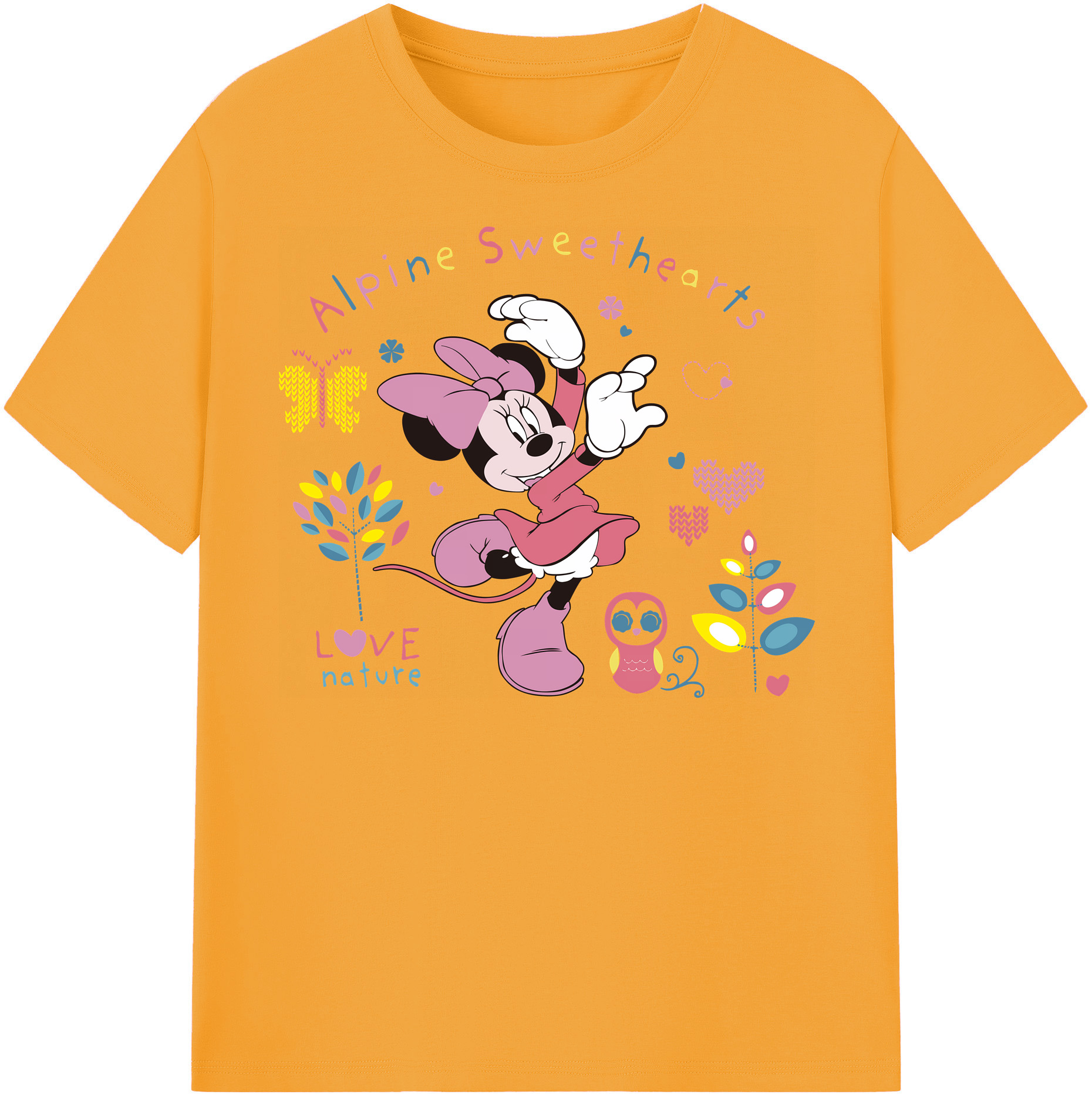 （画像用） ミッキーマウス Mickey Mouse レディースカジュアルプリントTシャツ（綿100％）
