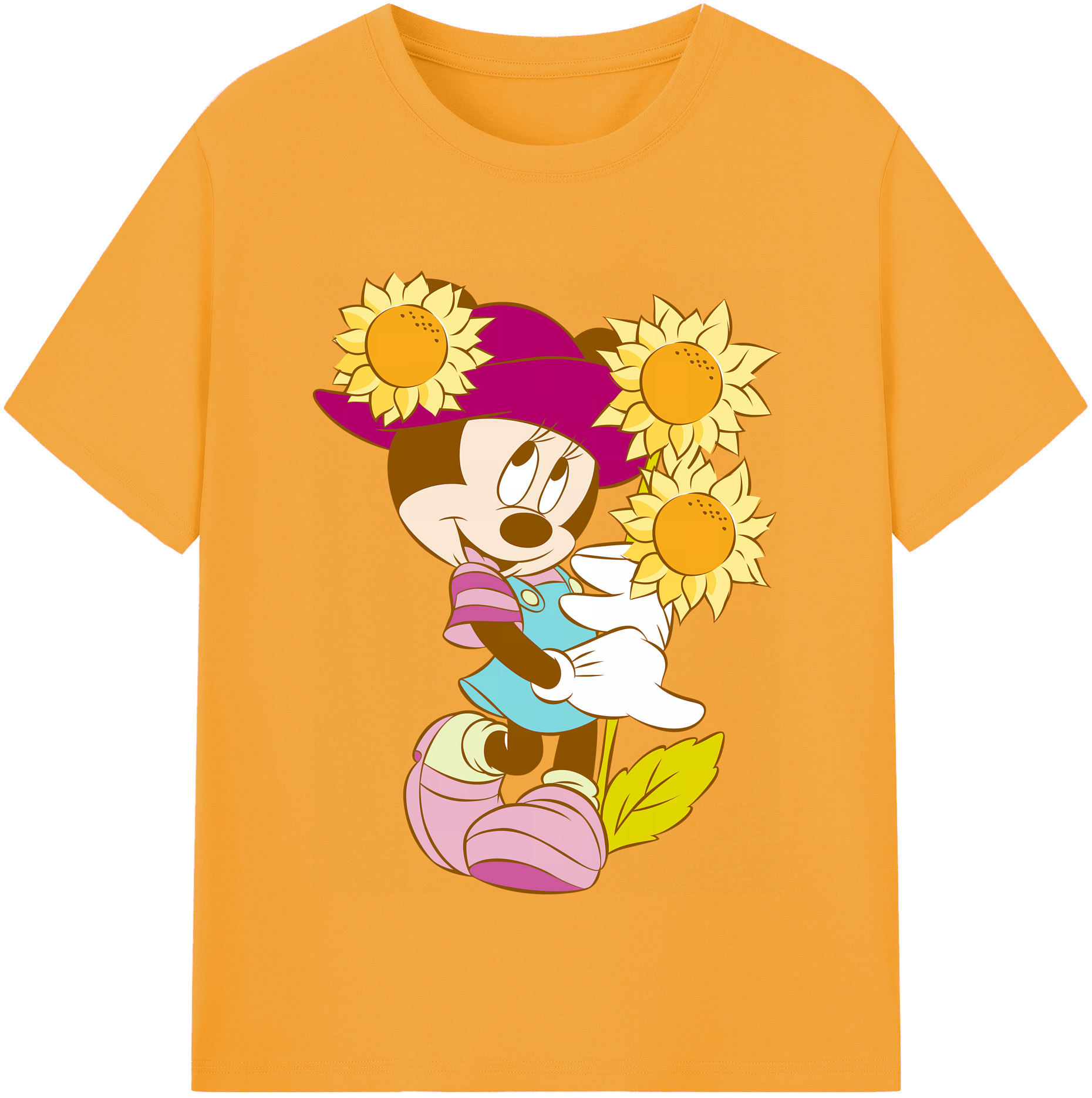 （画像用） ミッキーマウス Mickey Mouse レディースカジュアルプリントTシャツ（綿100％）