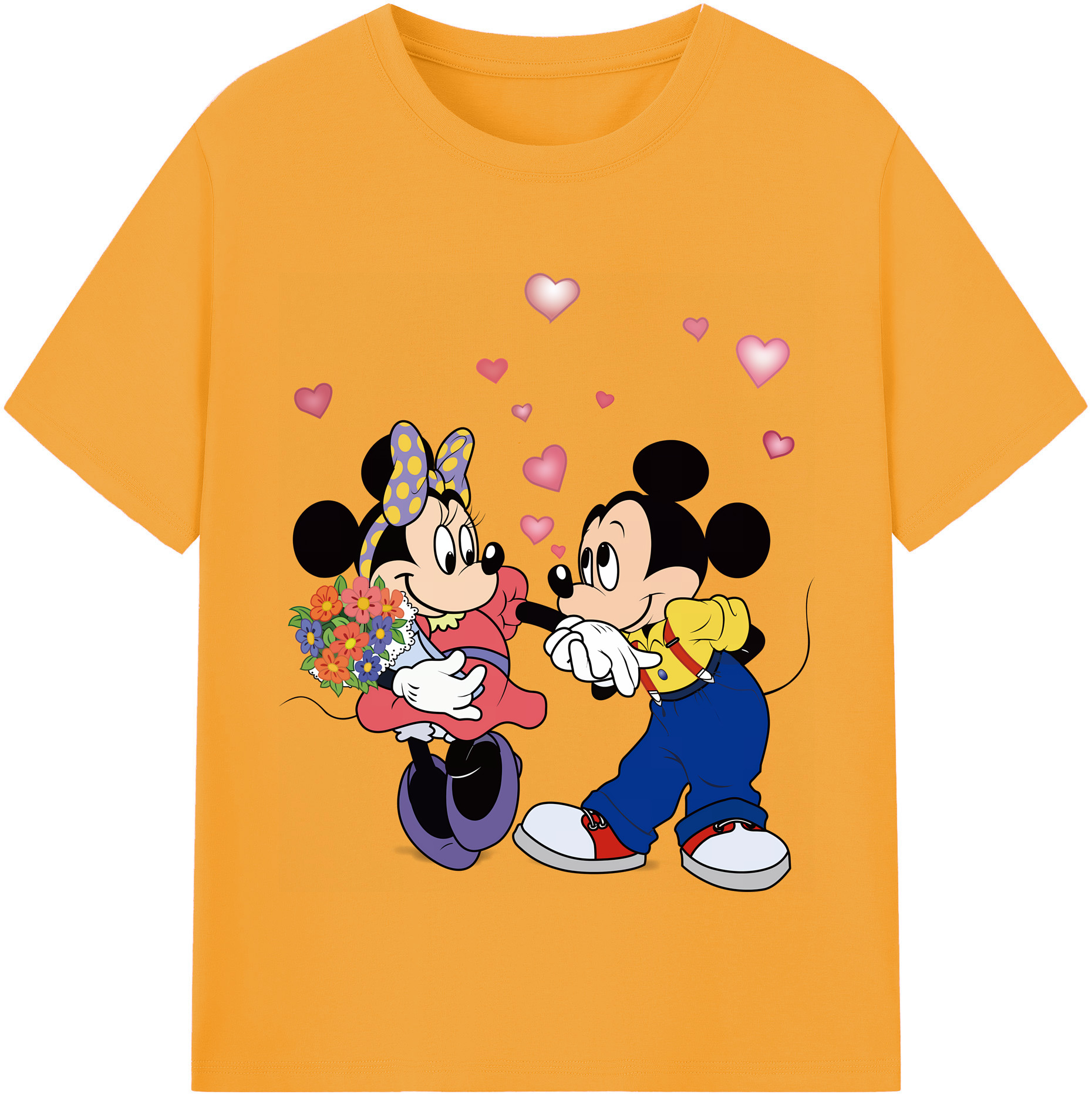 （画像用） ミッキーマウス Mickey Mouse レディースカジュアルプリントTシャツ（綿100％）