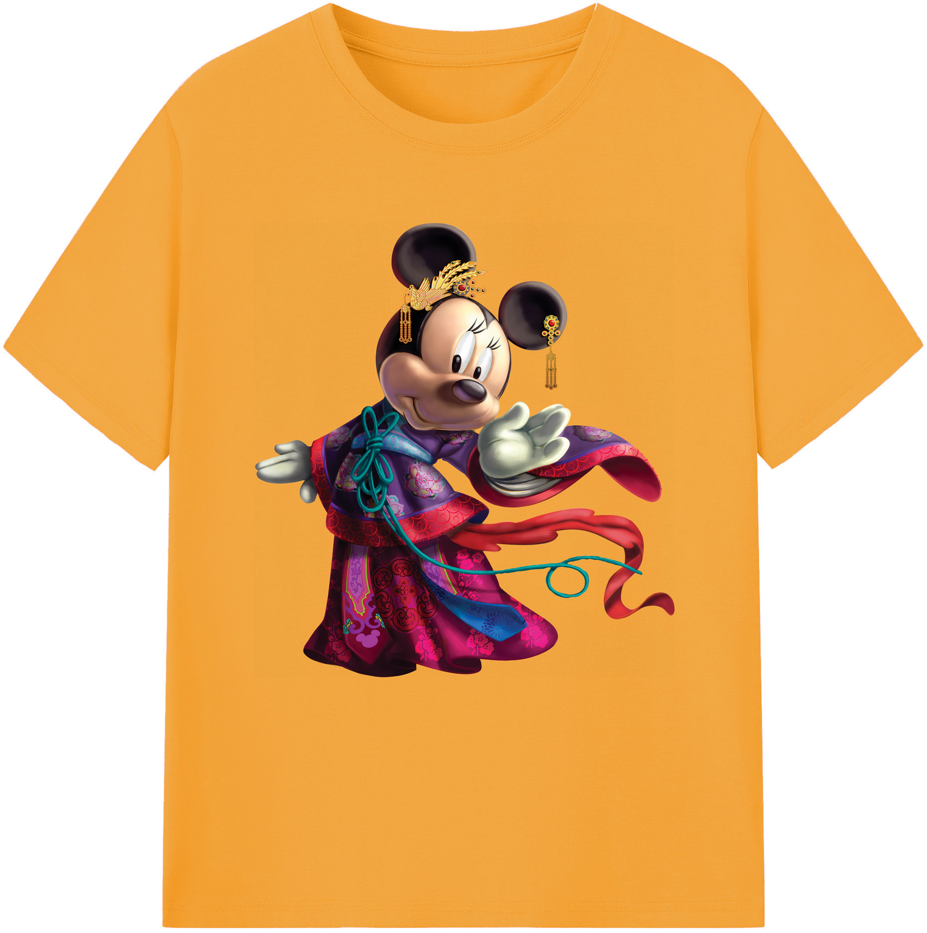 （画像用） ミッキーマウス Mickey Mouse レディースカジュアルプリントTシャツ（綿100％）