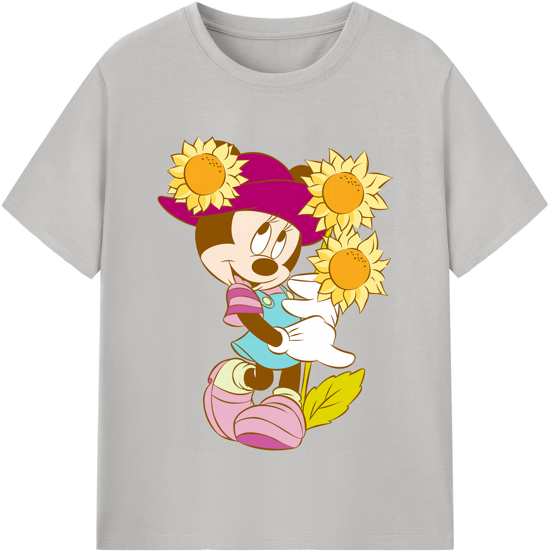 （画像用） ミッキーマウス Mickey Mouse レディースカジュアルプリントTシャツ（綿100％）