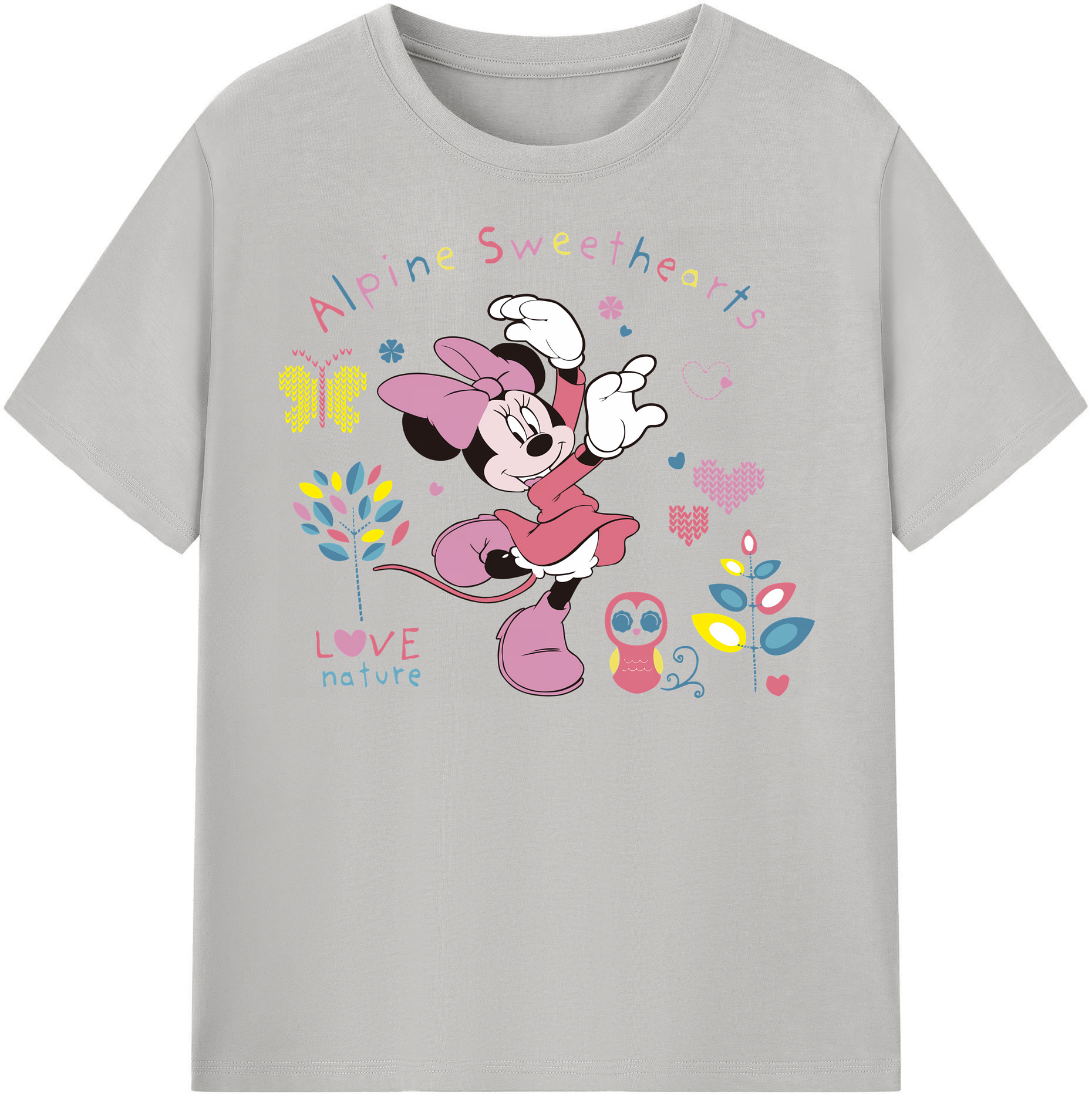 （画像用） ミッキーマウス Mickey Mouse レディースカジュアルプリントTシャツ（綿100％）