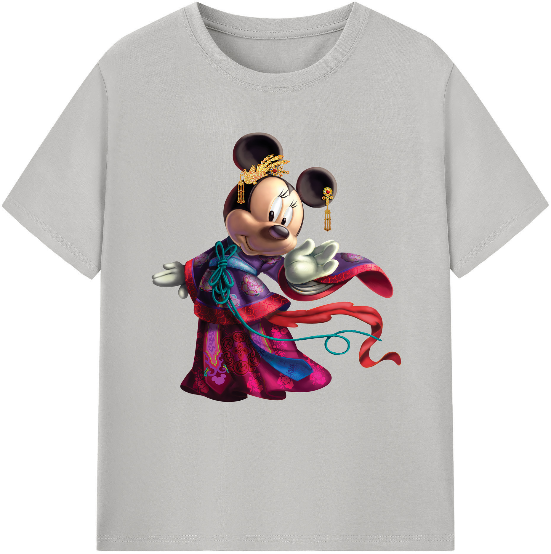 （画像用） ミッキーマウス Mickey Mouse レディースカジュアルプリントTシャツ（綿100％）