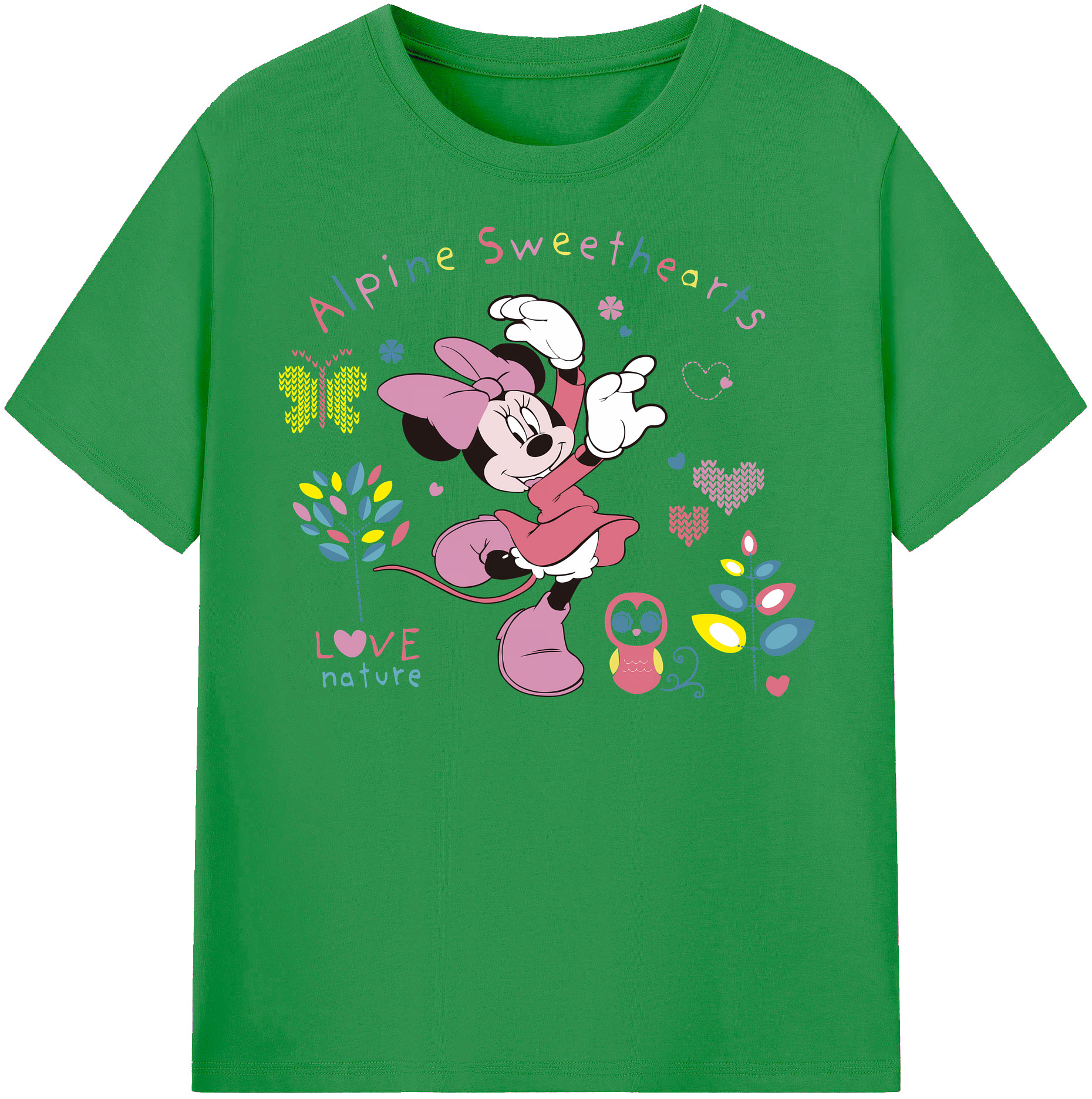 （画像用） ミッキーマウス Mickey Mouse レディースカジュアルプリントTシャツ（綿100％）