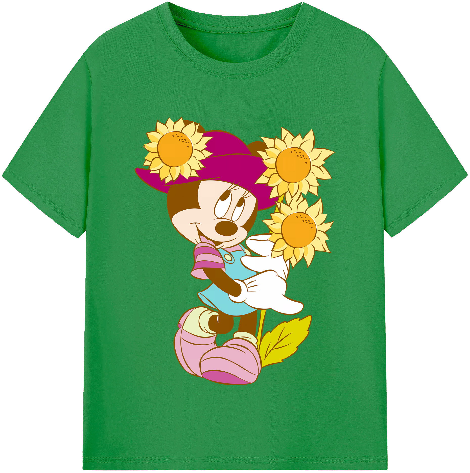 （画像用） ミッキーマウス Mickey Mouse レディースカジュアルプリントTシャツ（綿100％）