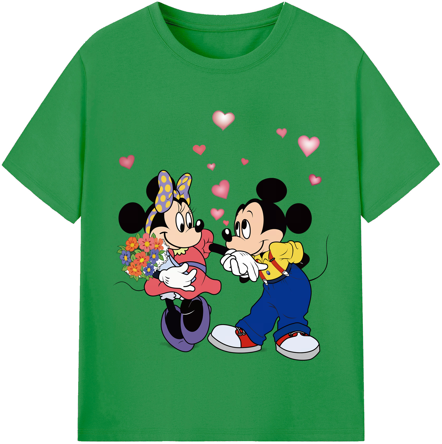 （画像用） ミッキーマウス Mickey Mouse レディースカジュアルプリントTシャツ（綿100％）