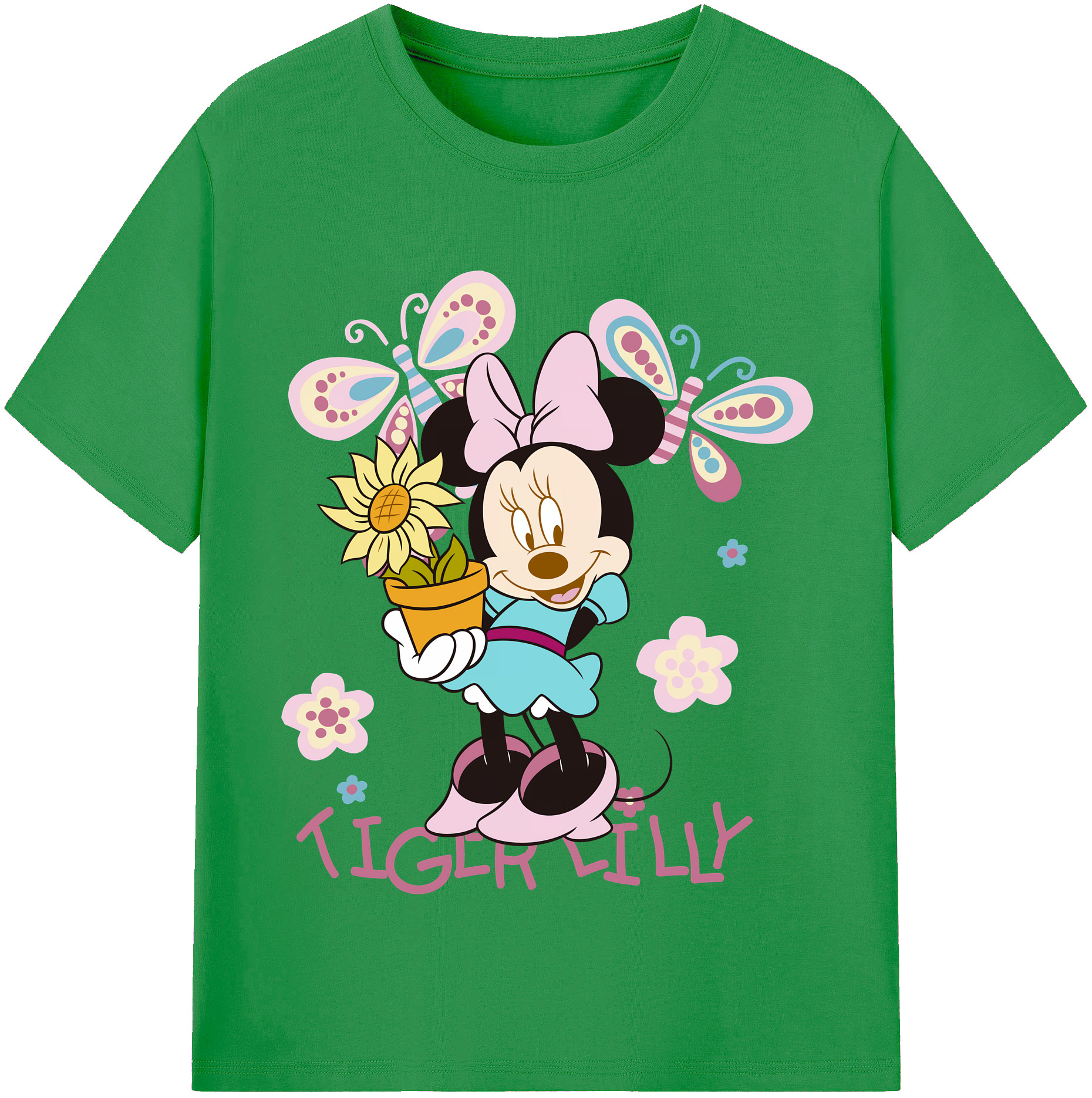 （画像用） ミッキーマウス Mickey Mouse レディースカジュアルプリントTシャツ（綿100％）