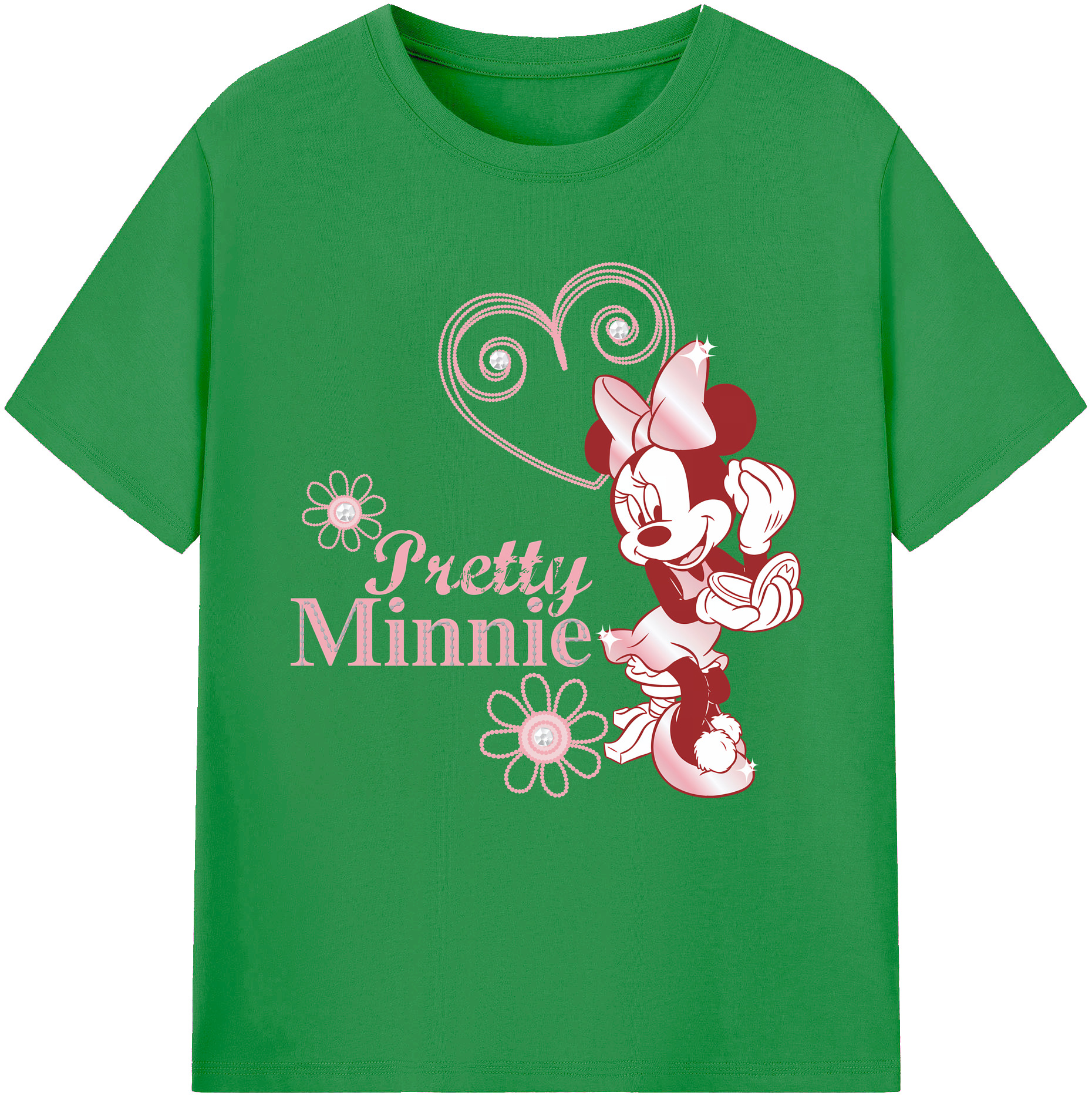 （画像用） ミッキーマウス Mickey Mouse レディースカジュアルプリントTシャツ（綿100％）