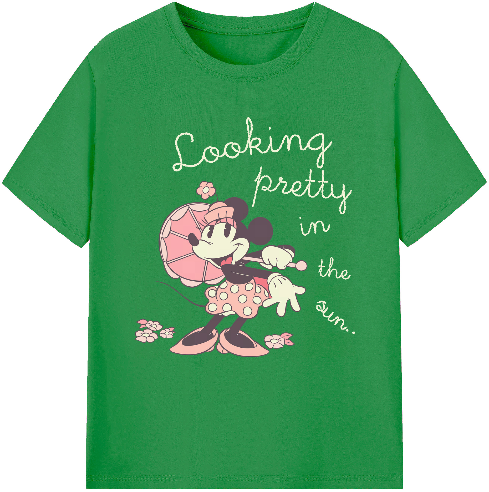 （画像用） ミッキーマウス Mickey Mouse レディースカジュアルプリントTシャツ（綿100％）